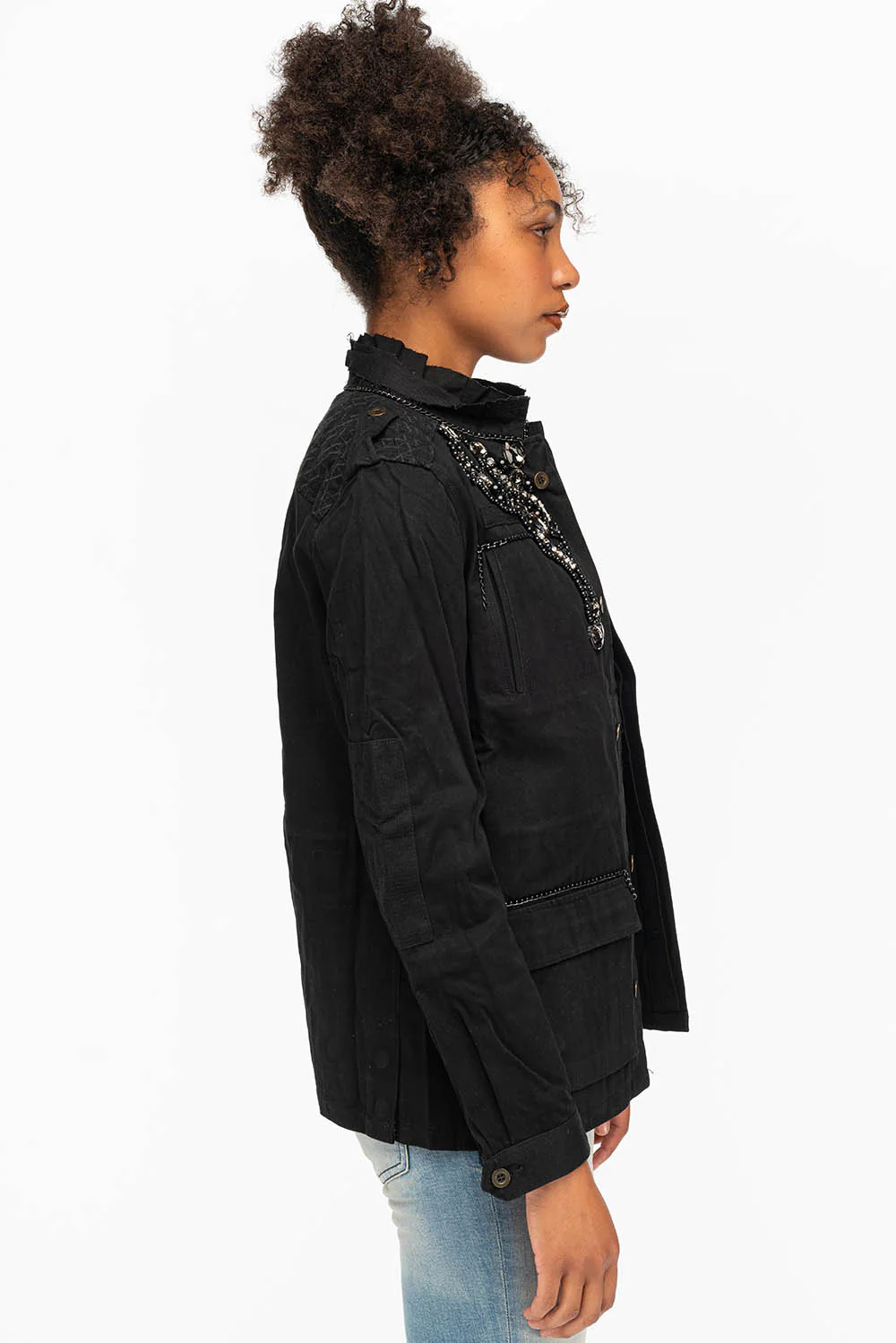 MILITARY JACKET WITH CRYSTALS IN BLACK - Image 3