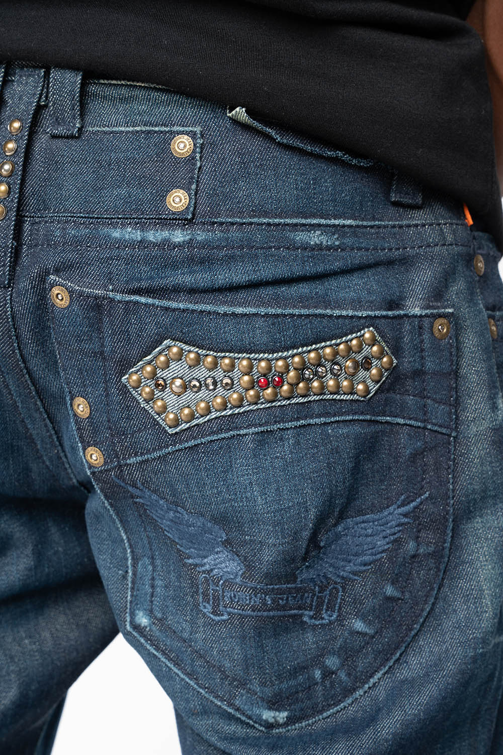 AMERICAN BEAUTY BOOT CUT JEAN  IN VINTAGE DARK WITH EMBROIDERED WING LOGO AND EMBELISHMENT ON BACK POCKETS - Image 3