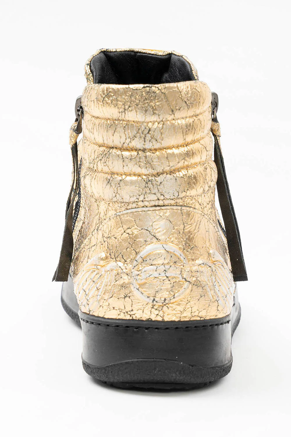 MENS MID TOP BIKER SHOES IN CRACKLED GOLD - Image 4