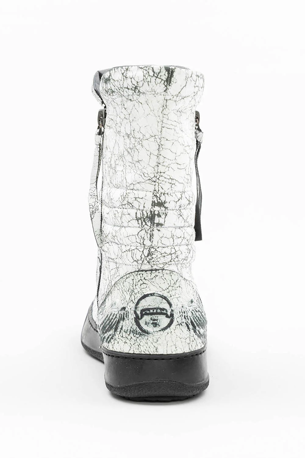 MENS HIGH TOP BIKER SHOES IN CRACKLED WHITE - Image 6