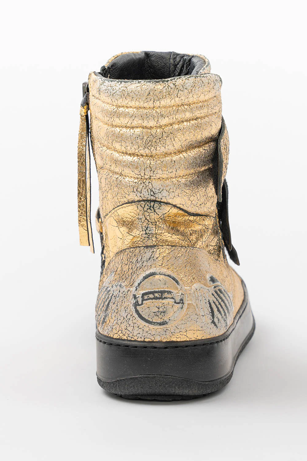 MENS HIGH TOP VELCRO  SHOES IN CRACKLED GOLD - Image 6