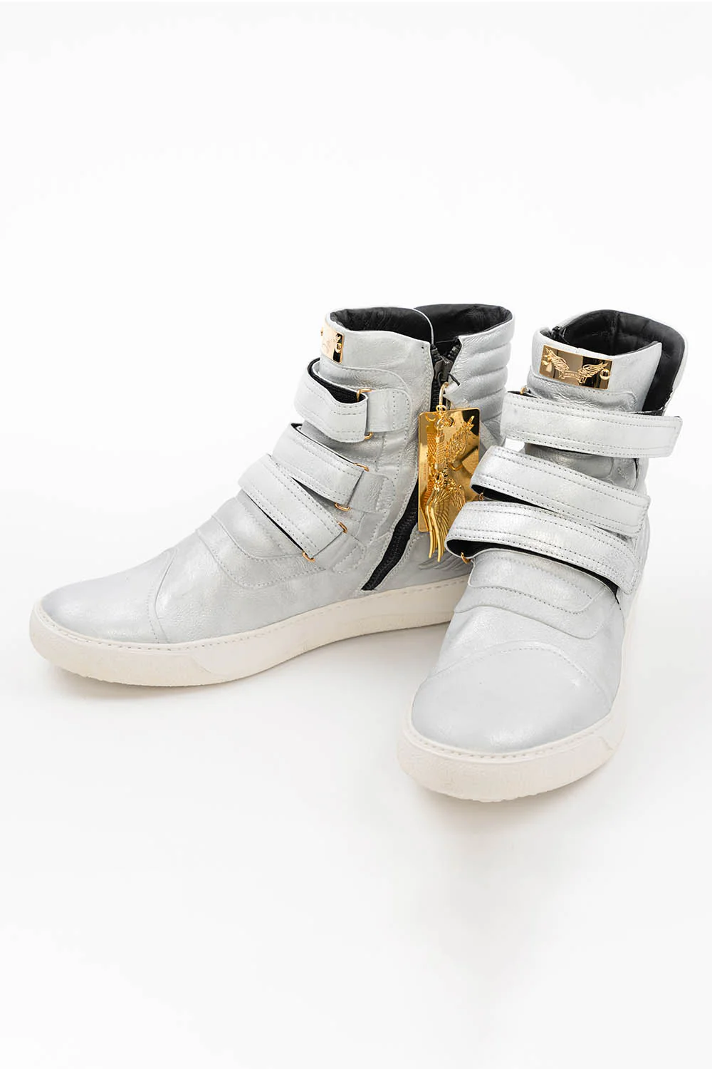 MENS HIGH TOP VELCRO  SHOES IN SPRITE SILVER - Image 2
