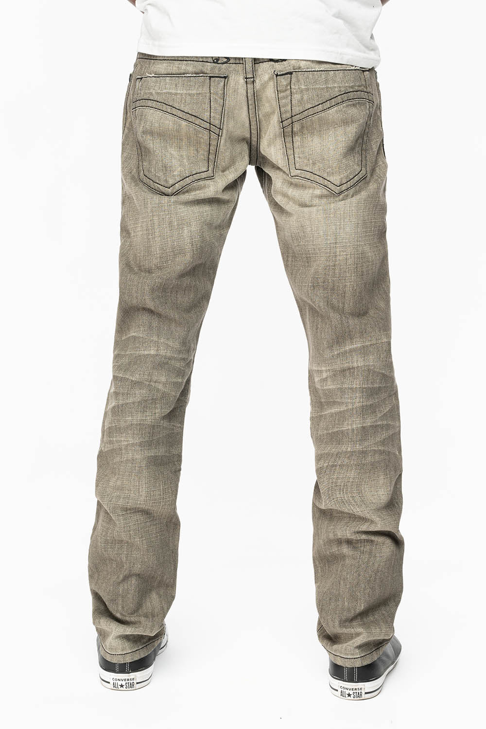 CLASSIC 5 POCKET  SLIM  LEG JEANS  IN GREY 3D LIGHT WASH - Image 3
