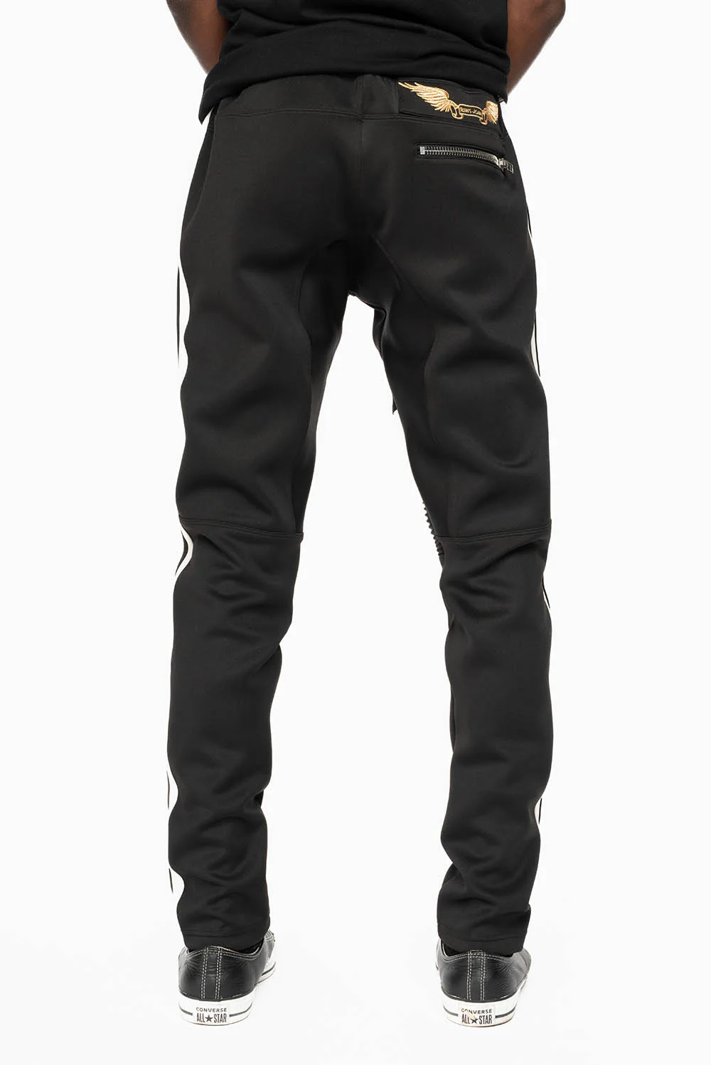BIKER STYLE JOGGER IN BLACK WITH WHITE STRIPES - Image 3