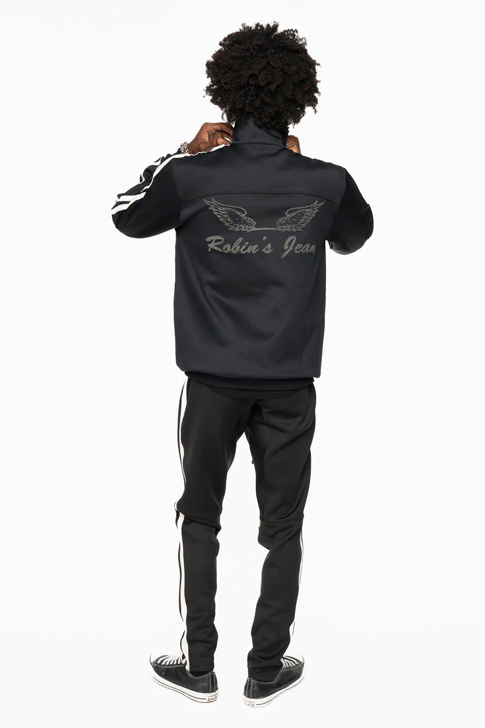 BIKER STYLE JOGGER IN BLACK WITH WHITE STRIPES - Image 6