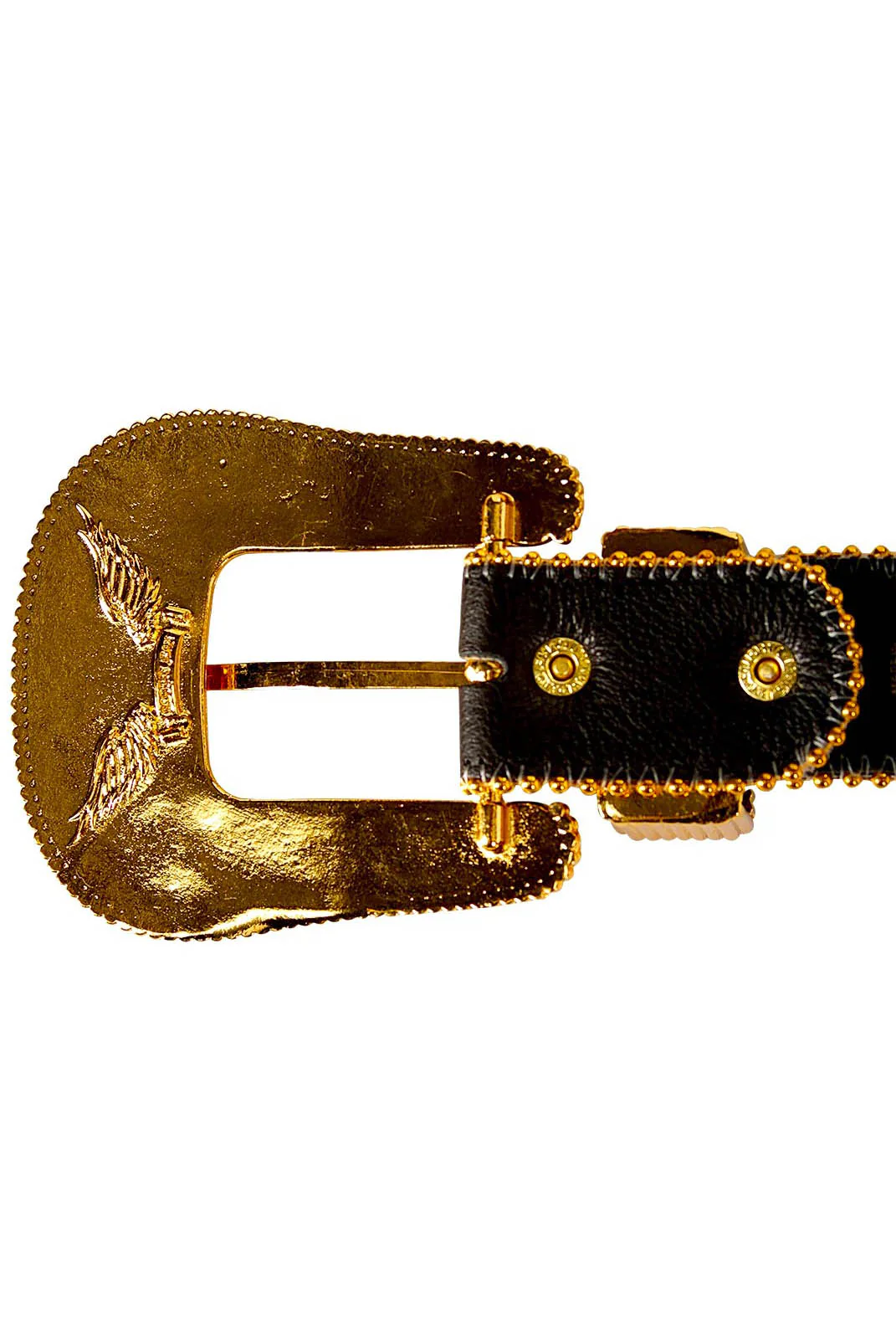 ROBIN'S JEAN BLACK LEATHER BELT WITH CLEAR CRYSTALS - Image 3