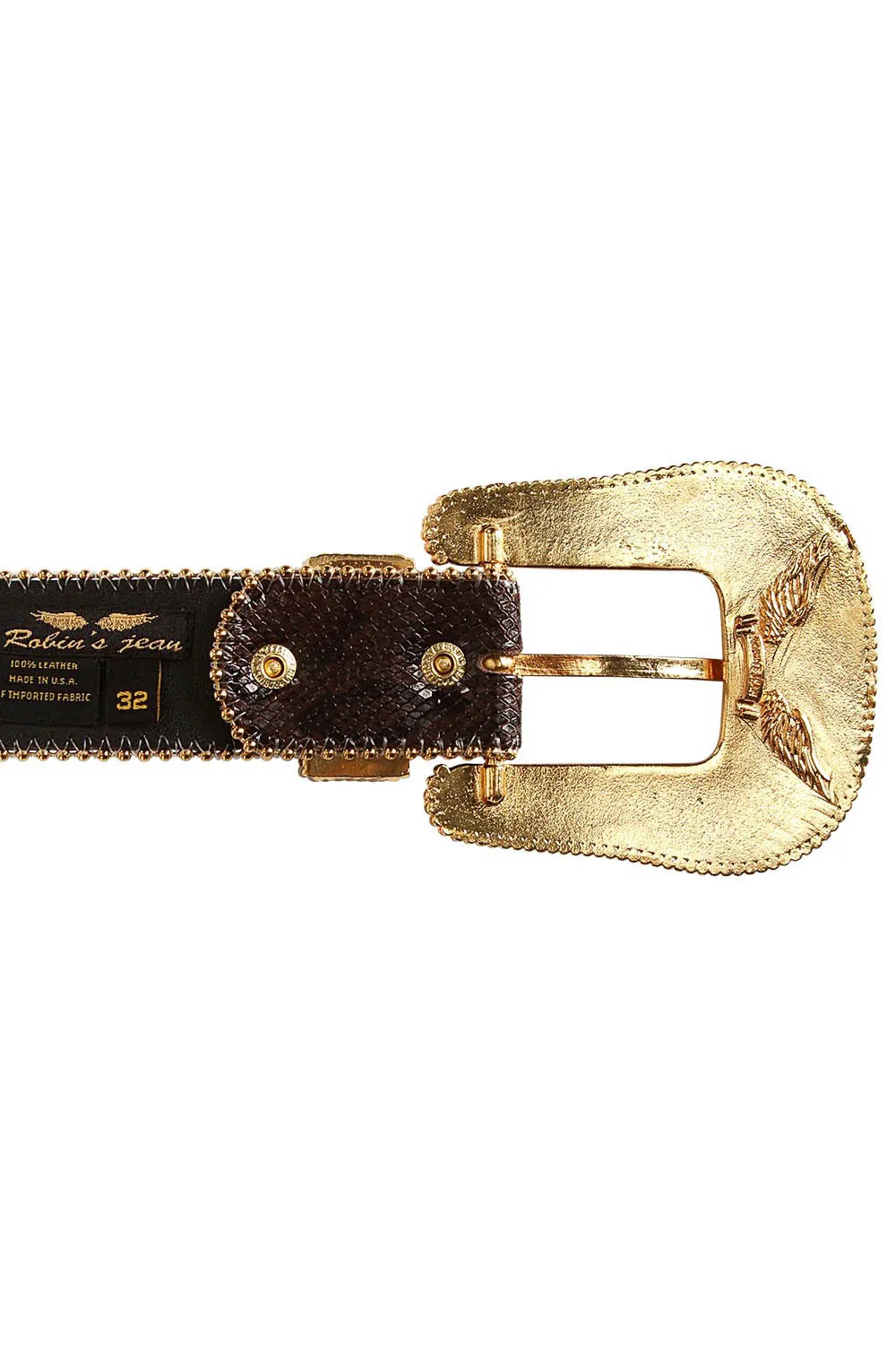 ROBIN'S JEAN CRYSTAL BELT IN GOLD AND BROWN SNAKE - Image 3