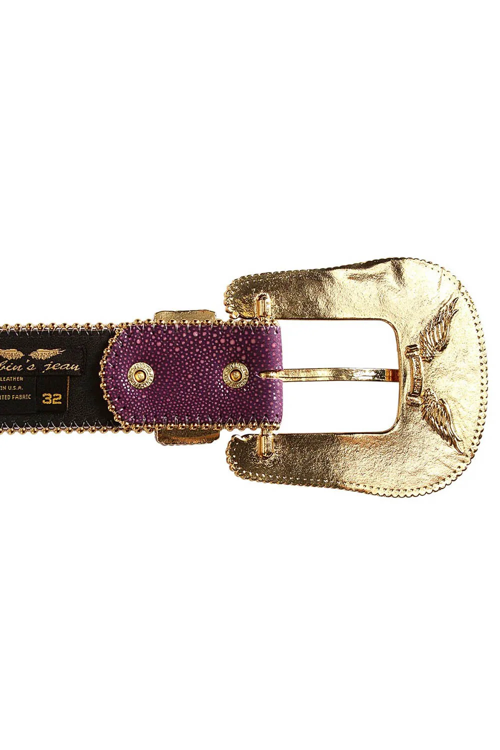 ROBIN'S JEAN CRYSTAL BELT IN PURPLE LIZARD WITH GOLD - Image 3