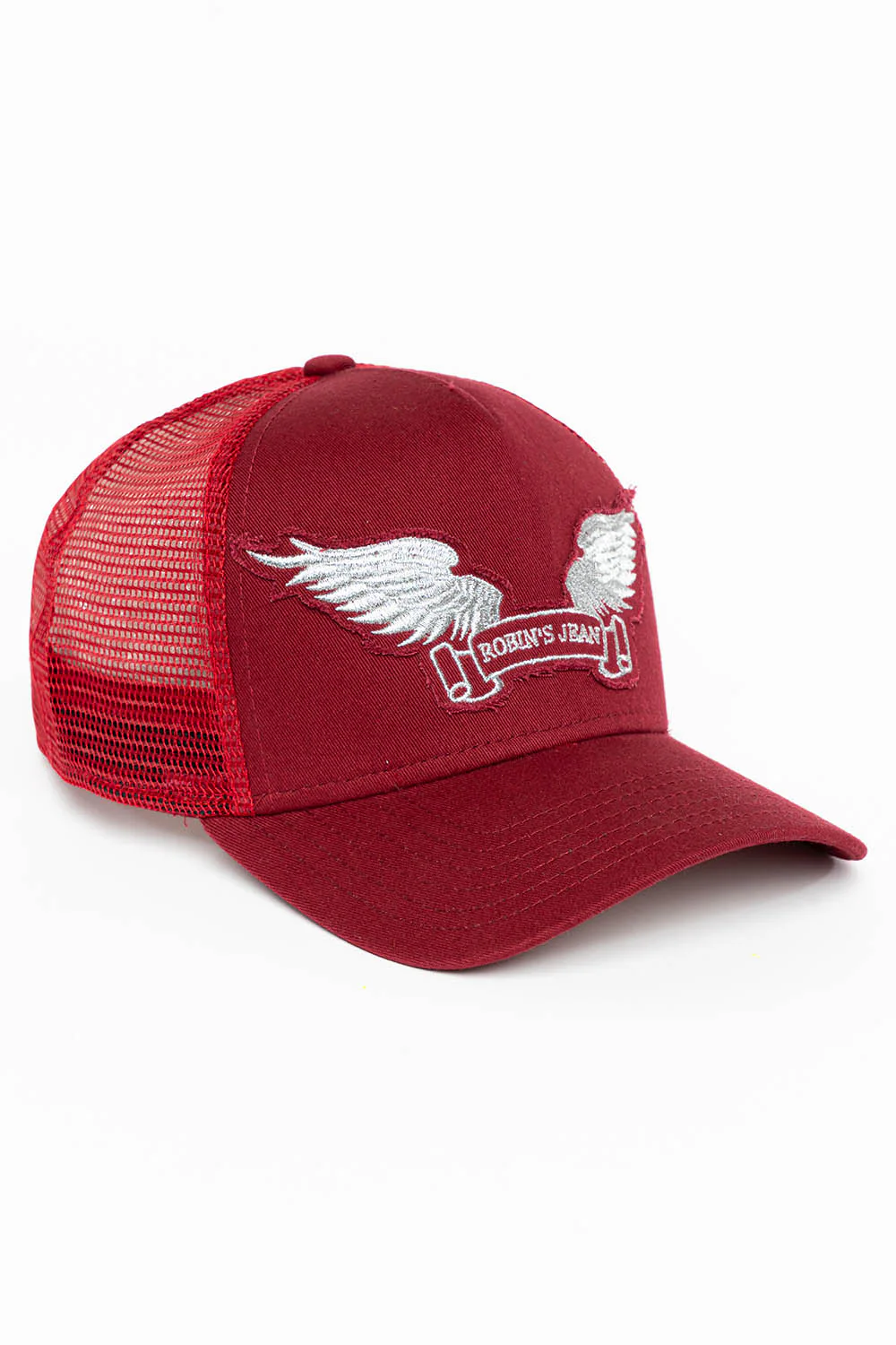 BURGUNDY TRUCKER HAT WITH SILVER WING LOGO EMBROIDERY - Image 2