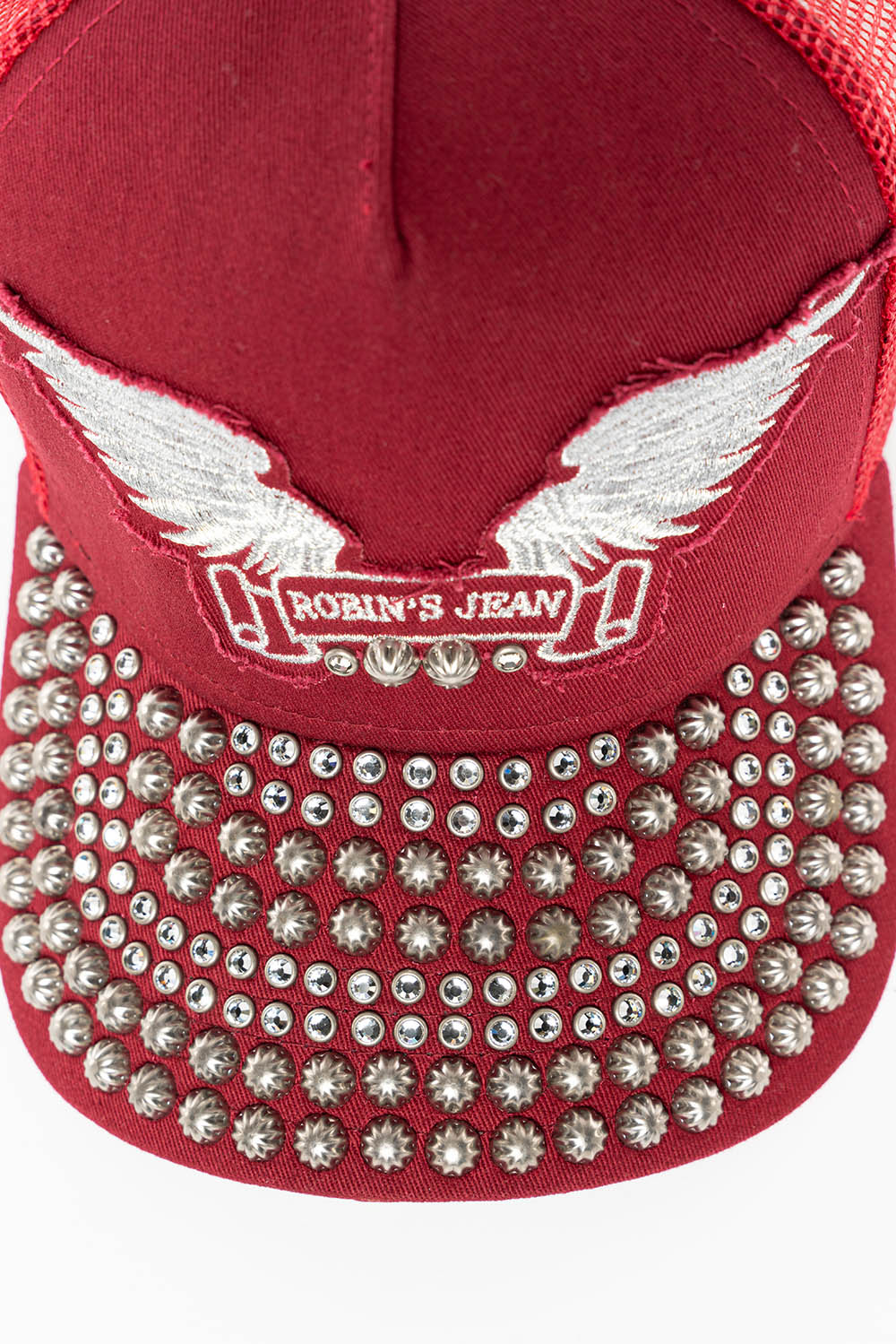 BURGUNDY TRUCKER HAT WITH STUDS AND CRYSTALS - Image 2