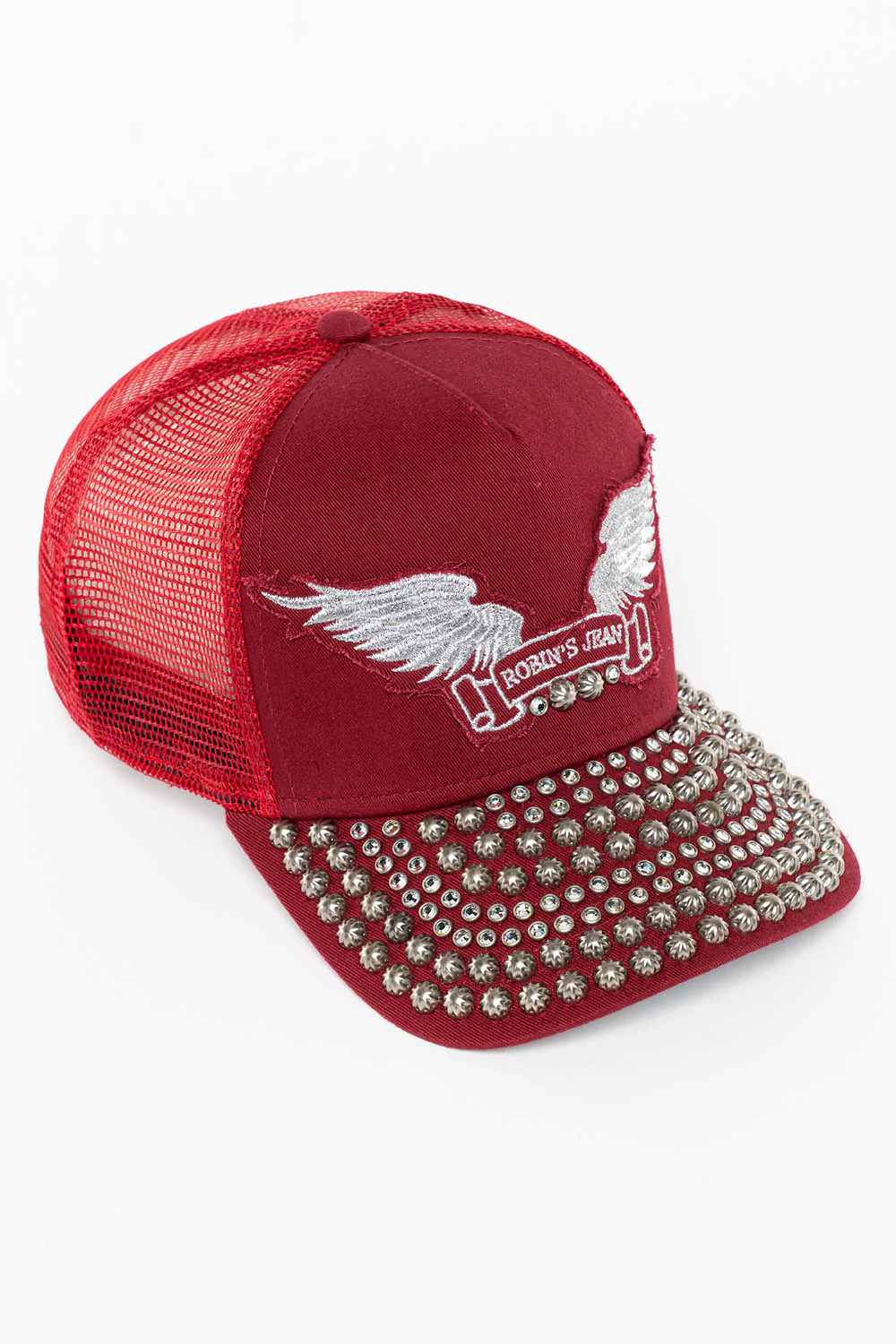 BURGUNDY TRUCKER HAT WITH STUDS AND CRYSTALS - Image 3