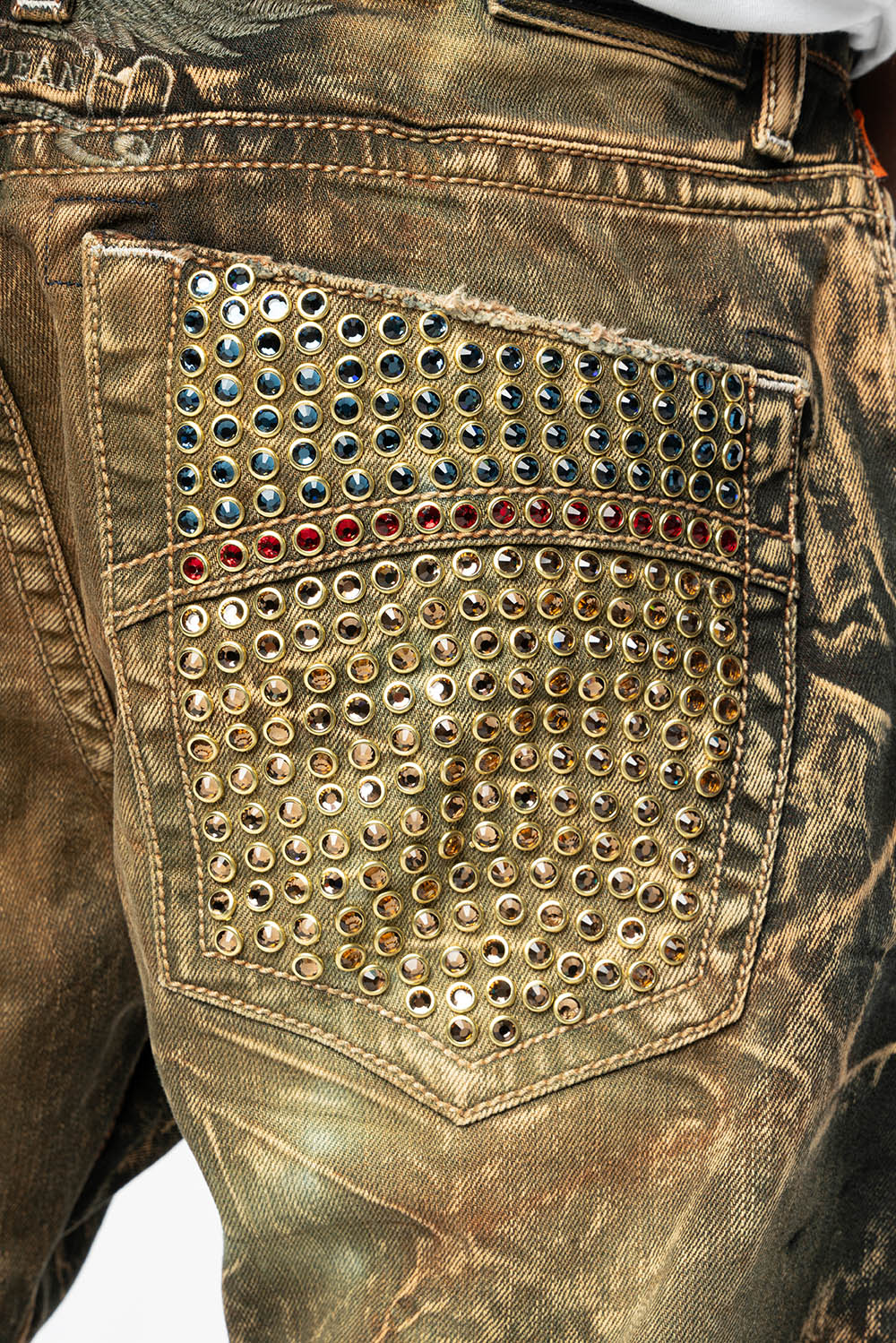 CLASSIC 5 POCKET SLIM LEG JEANS IN 4D DARK PERU WASH FULLY EMBELLISHED POCKETS WITH  LARGE CRYSTALS - Image 4