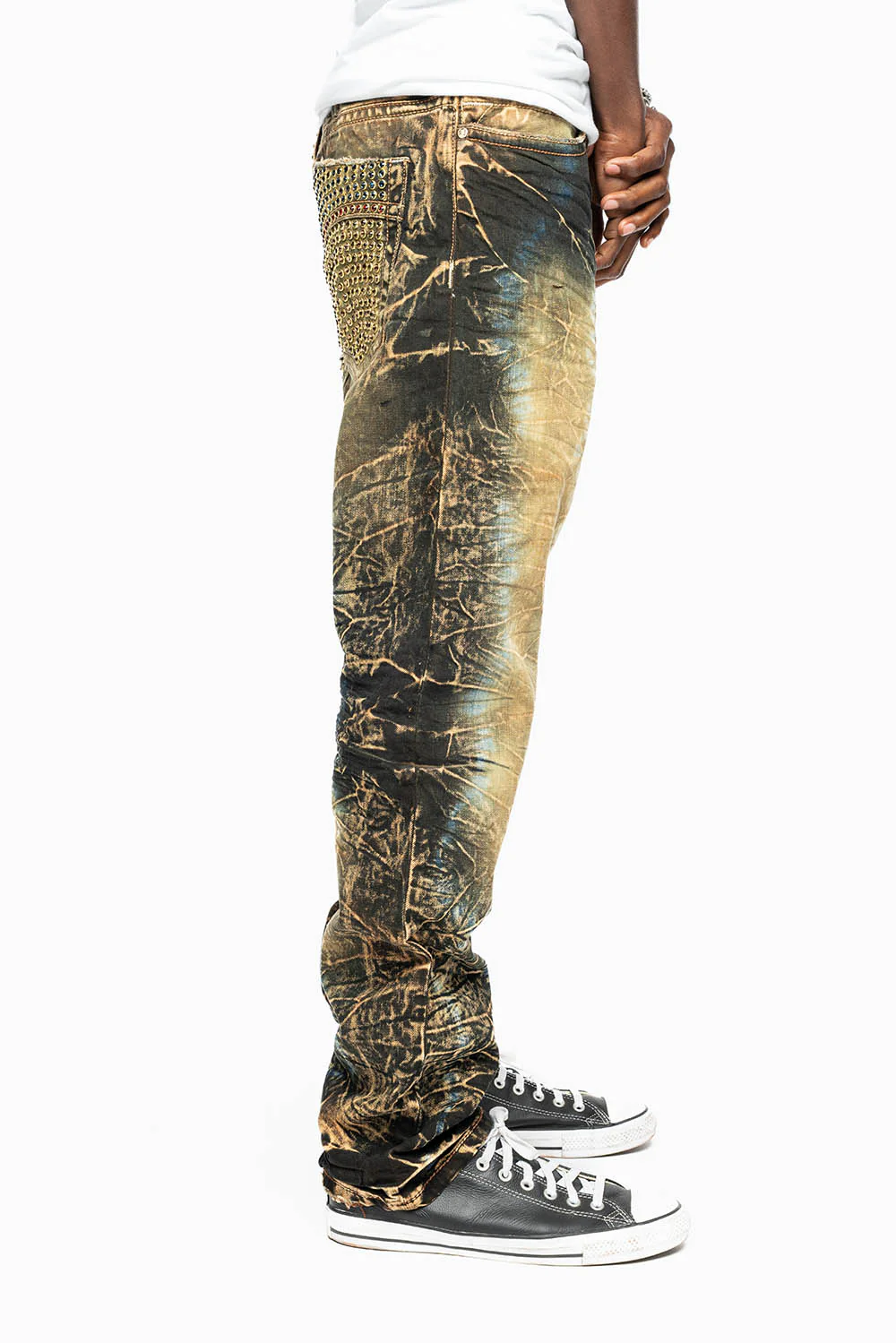 CLASSIC 5 POCKET SLIM LEG JEANS IN 4D DARK PERU WASH FULLY EMBELLISHED POCKETS WITH  LARGE CRYSTALS - Image 7