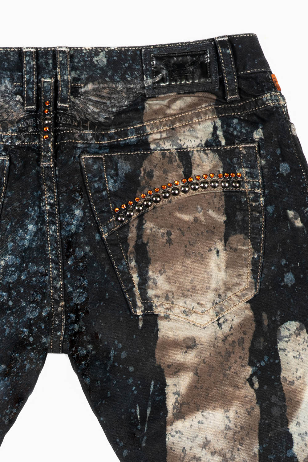 CLASSIC 5 POCKET STRAIGHT LEG JEAN IN CARBON WASH WITH CRYSTALS & STUDS - Image 3