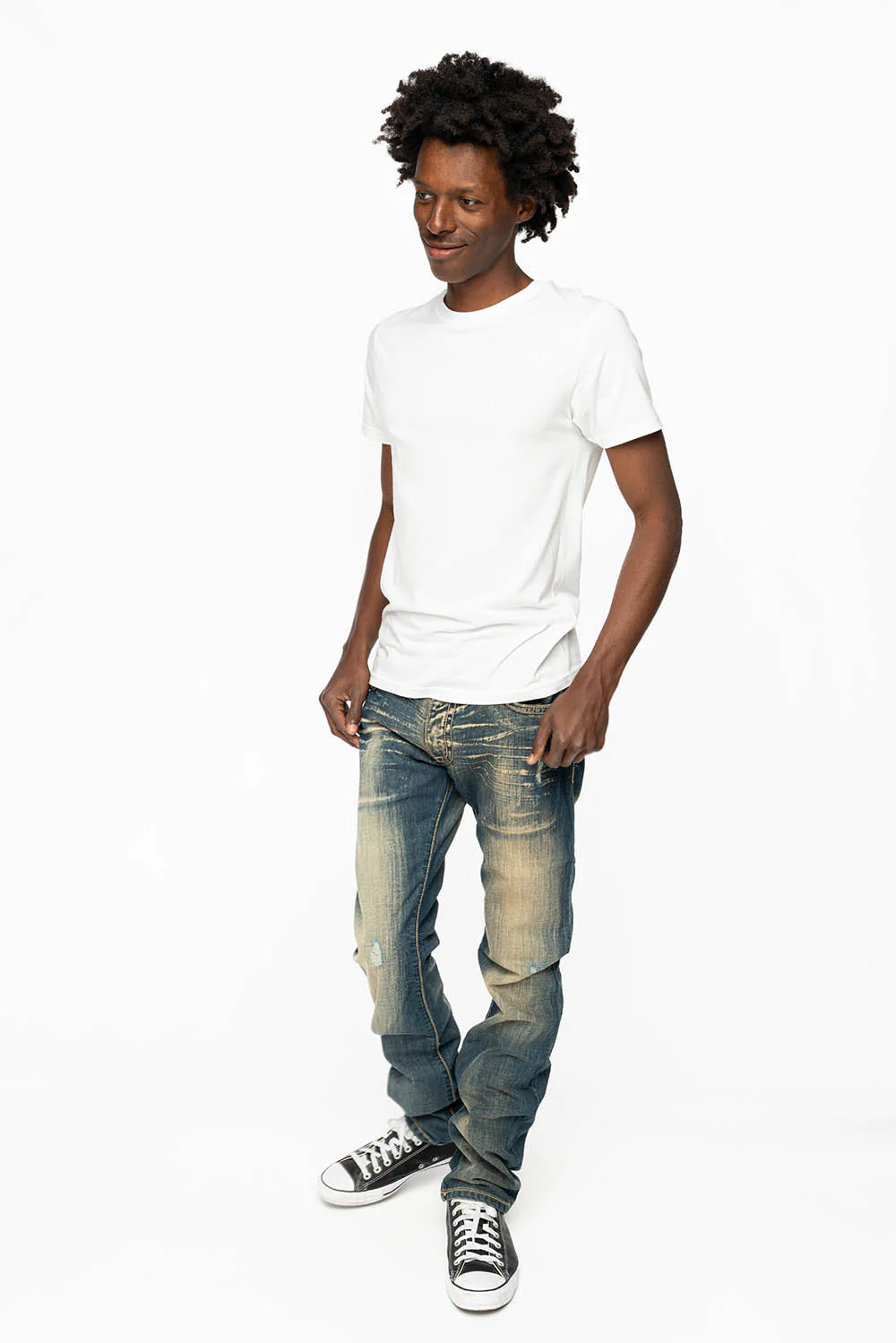 CLASSIC 5 POCKET STRAIGHT LEG JEANS IN BLUE VENICE WASH - Image 6