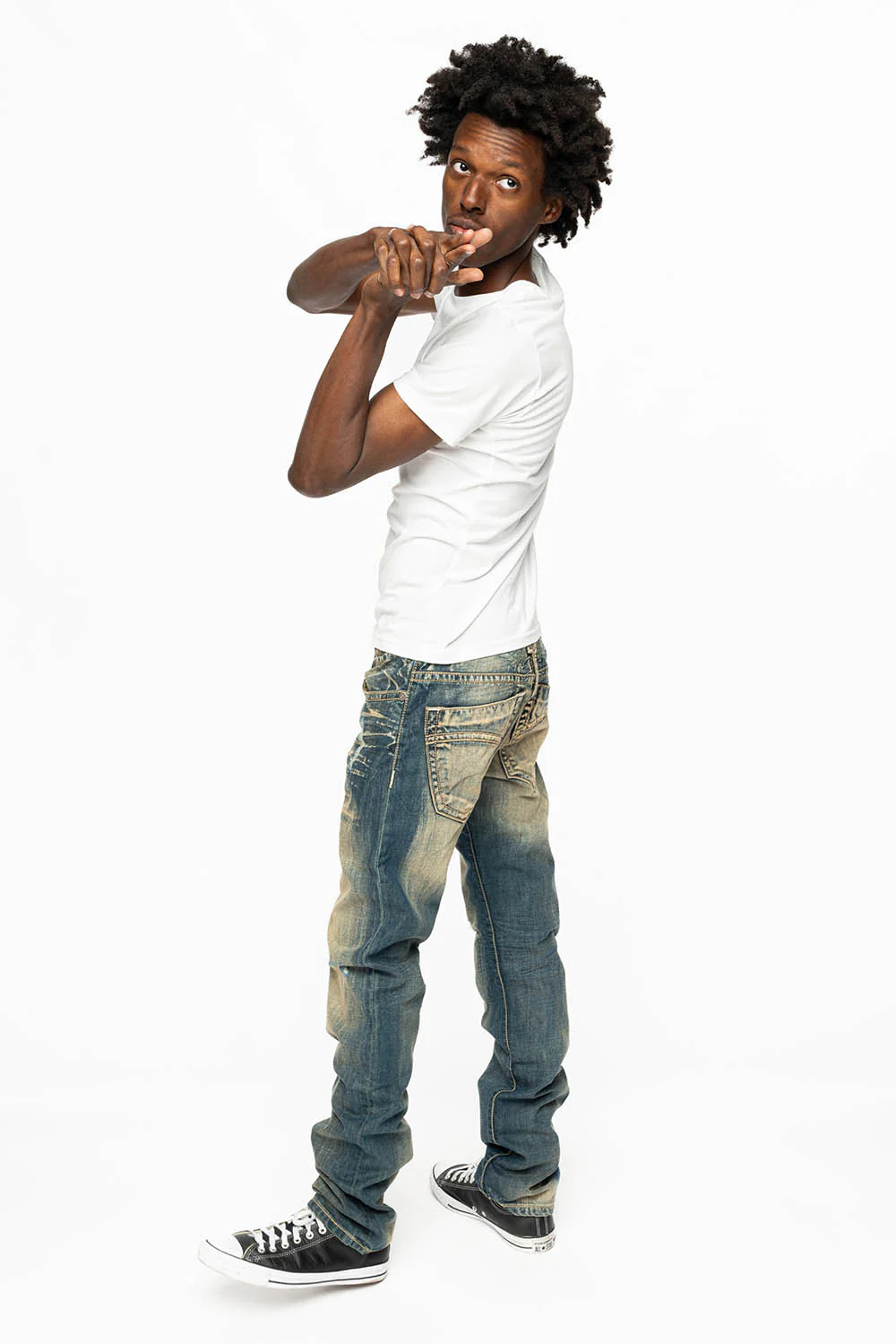 CLASSIC 5 POCKET STRAIGHT LEG JEANS IN BLUE VENICE WASH - Image 7