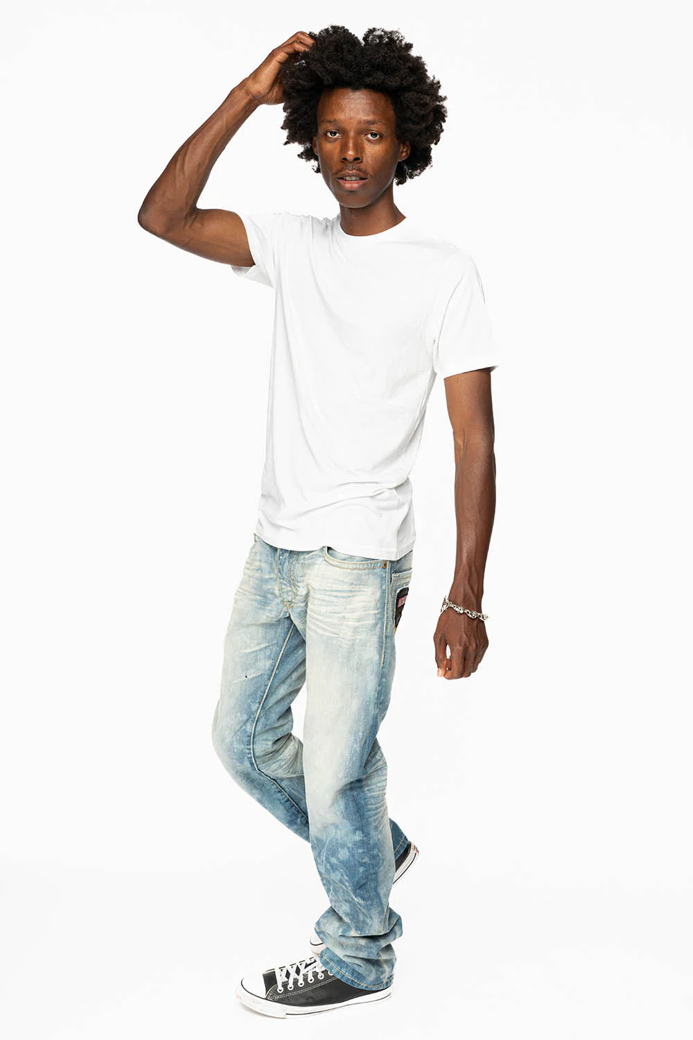 CLASSIC 5 POCKET STRAIGHT LEG JEANS IN AQUARAMA WASH WITH PATCH - Image 4