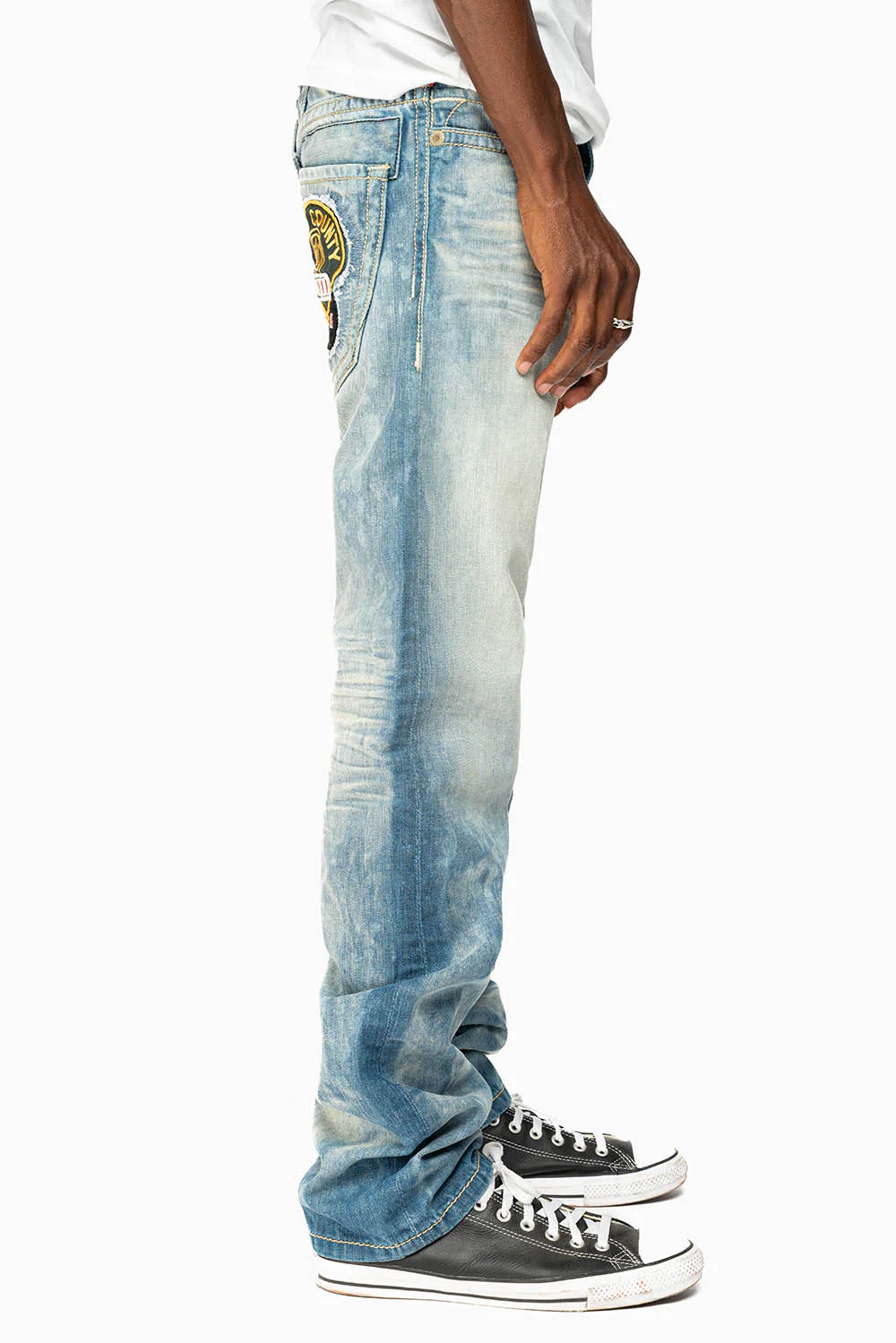 CLASSIC 5 POCKET STRAIGHT LEG JEANS IN AQUARAMA WASH WITH PATCH - Image 6