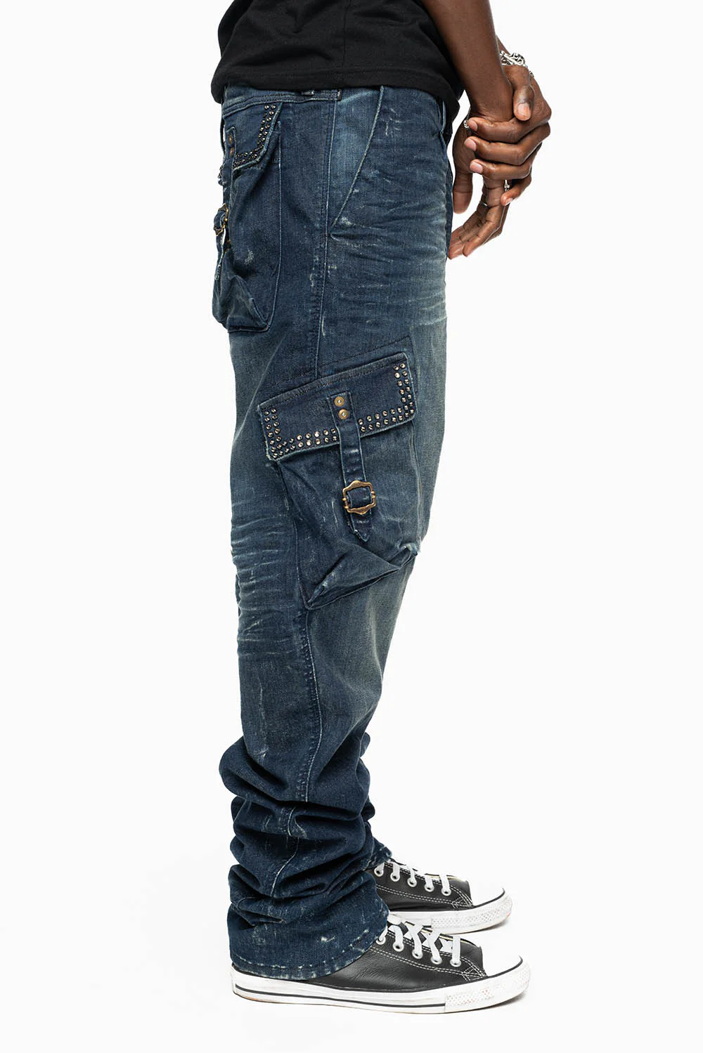 CLASSIC PREDATOR CARGO JEAN IN ALBANY DARK WASH EMBELLISHED WITH  CRYSTALS - Image 2