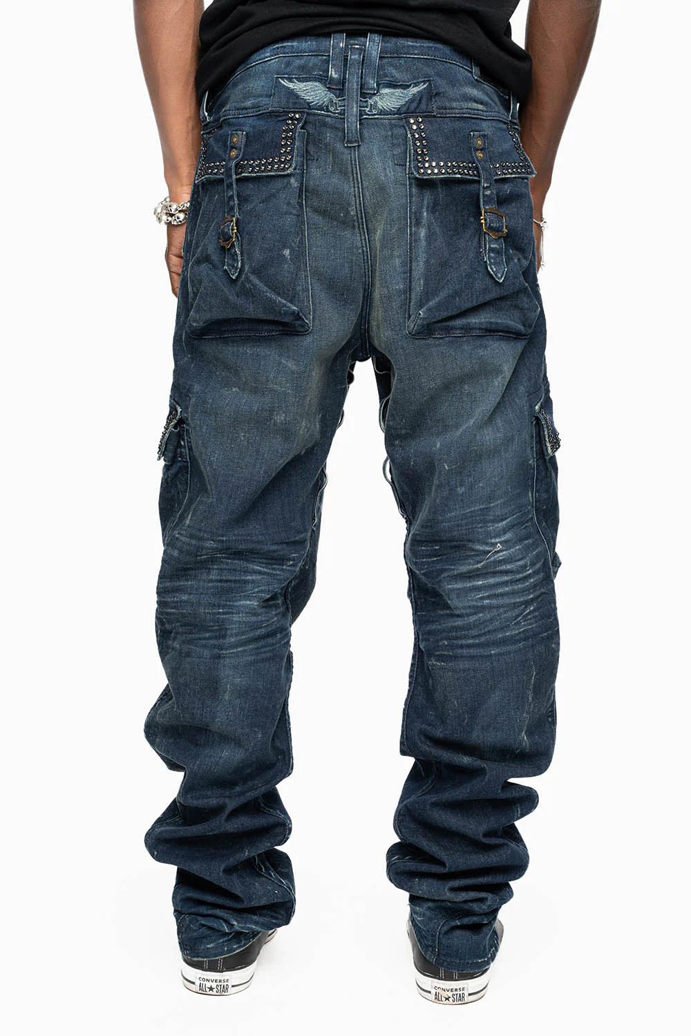 CLASSIC PREDATOR CARGO JEAN IN ALBANY DARK WASH EMBELLISHED WITH  CRYSTALS - Image 3
