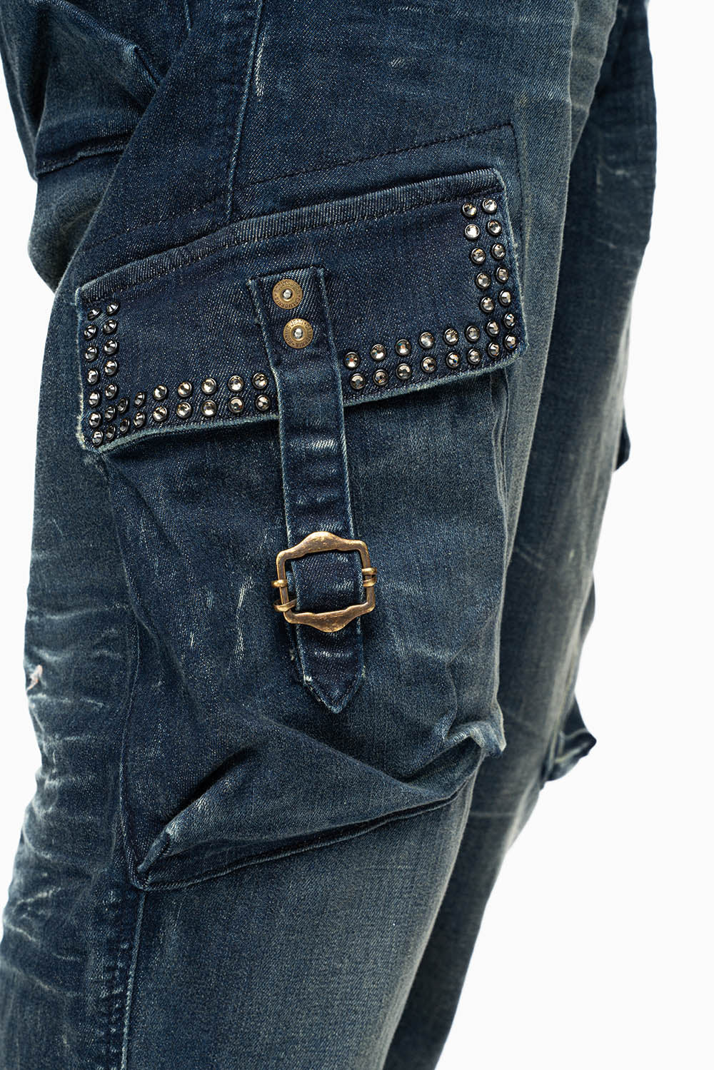 CLASSIC PREDATOR CARGO JEAN IN ALBANY DARK WASH EMBELLISHED WITH  CRYSTALS - Image 6