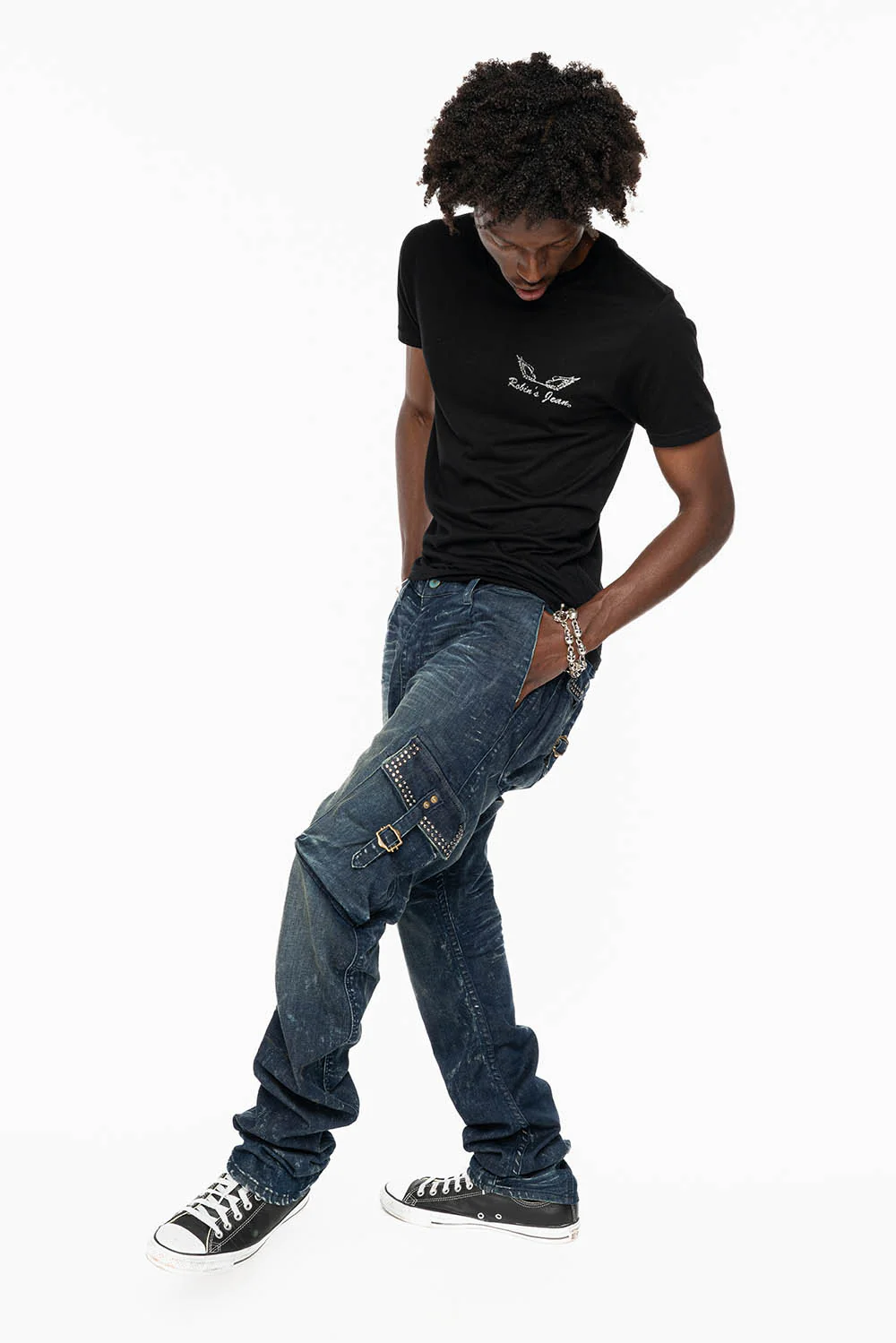 CLASSIC PREDATOR CARGO JEAN IN ALBANY DARK WASH EMBELLISHED WITH  CRYSTALS - Image 9