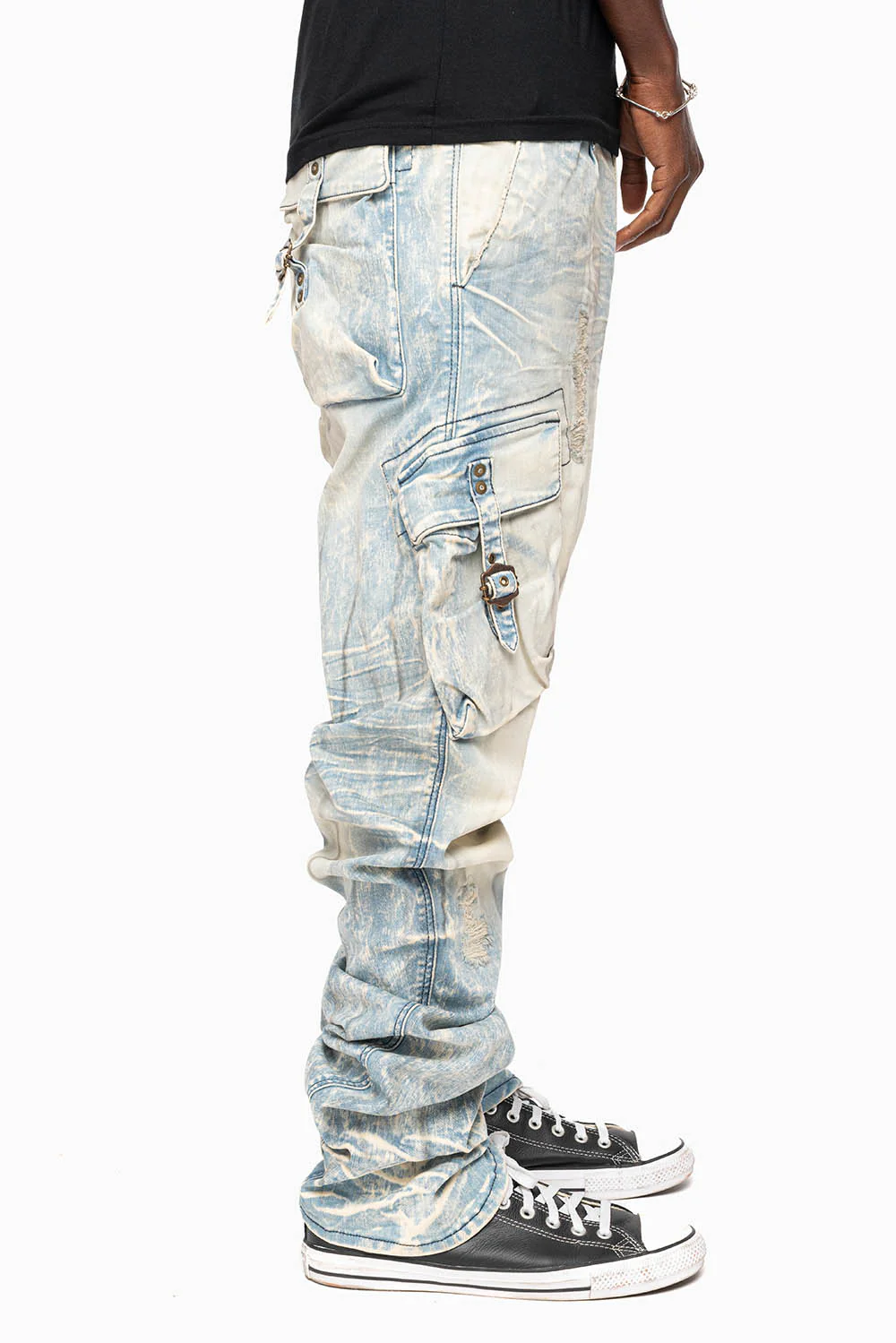 CLASSIC PREDATOR CARGO JEAN IN MINERAL LIGHT WASH WITH  REPAIRED BROKEN BACKING - Image 3