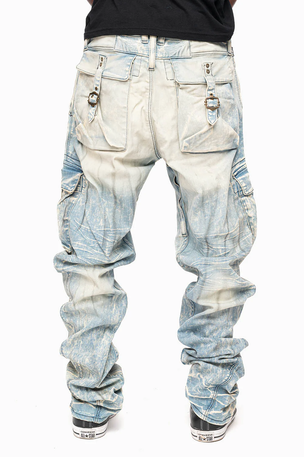 CLASSIC PREDATOR CARGO JEAN IN MINERAL LIGHT WASH WITH  REPAIRED BROKEN BACKING - Image 4