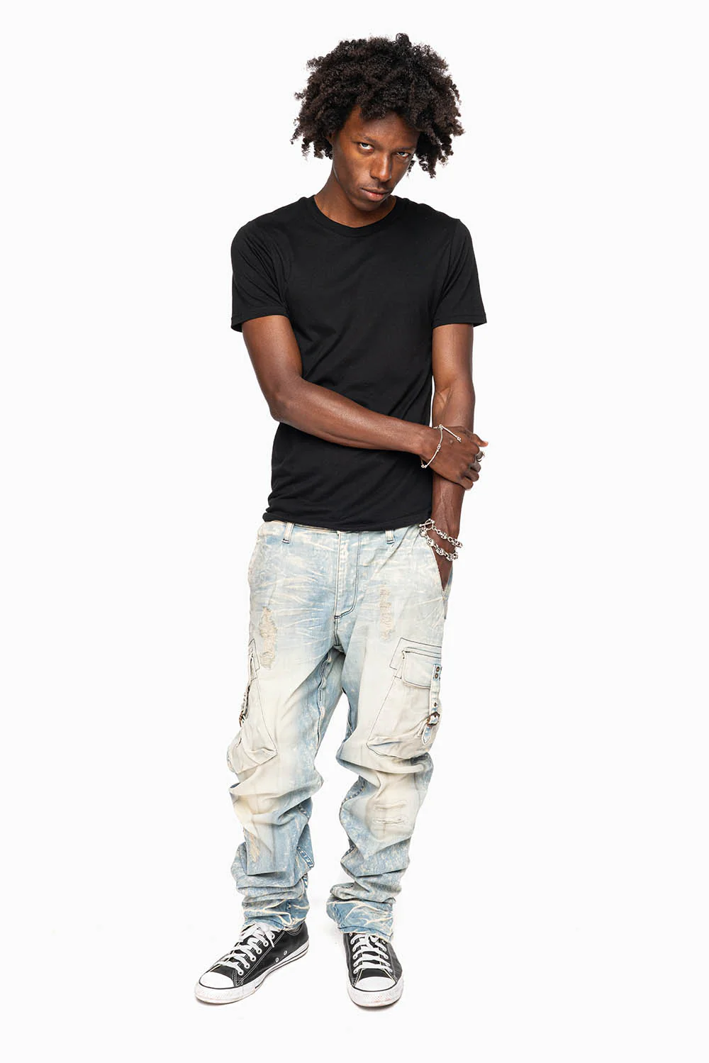 CLASSIC PREDATOR CARGO JEAN IN MINERAL LIGHT WASH WITH  REPAIRED BROKEN BACKING - Image 5