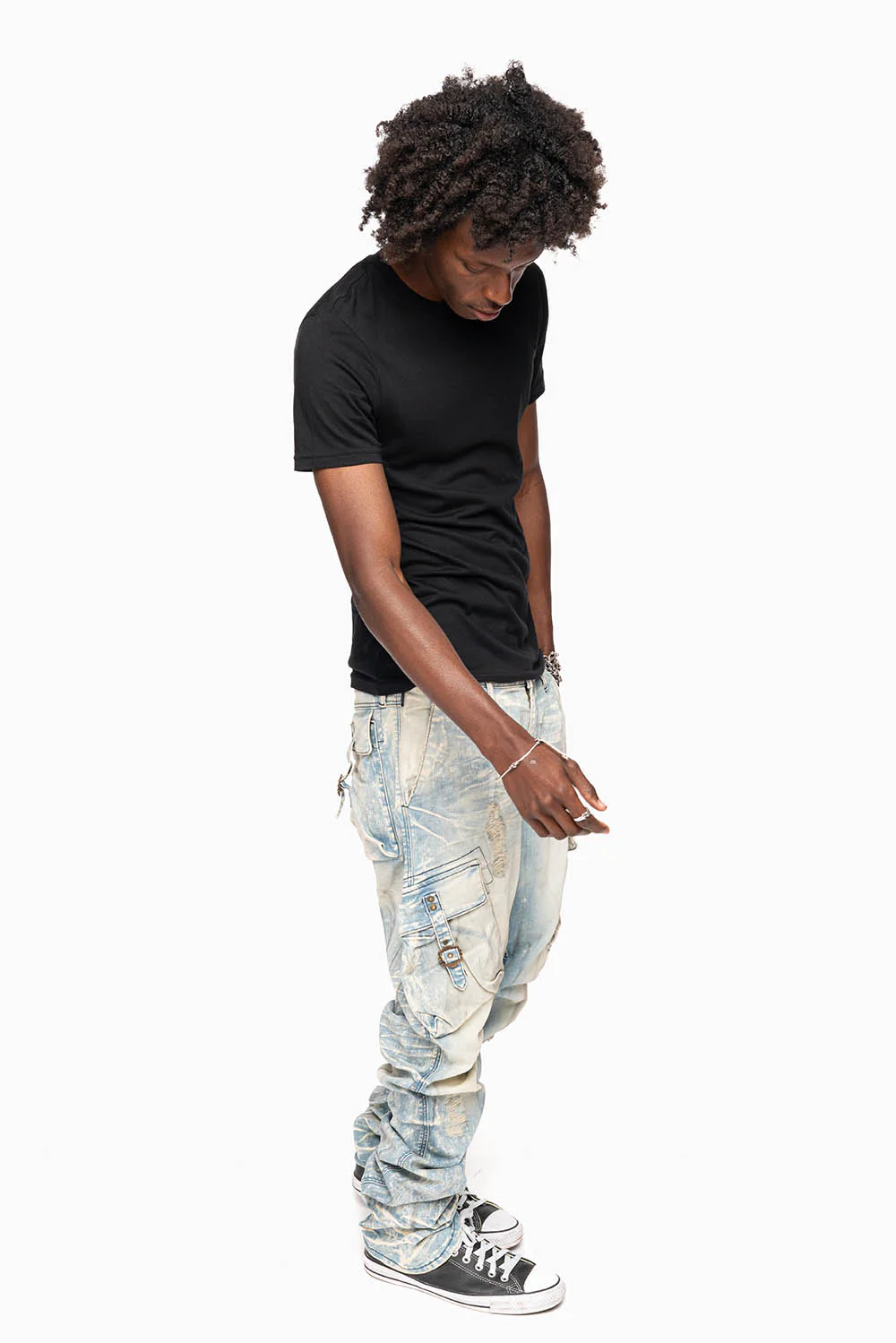 CLASSIC PREDATOR CARGO JEAN IN MINERAL LIGHT WASH WITH  REPAIRED BROKEN BACKING - Image 7