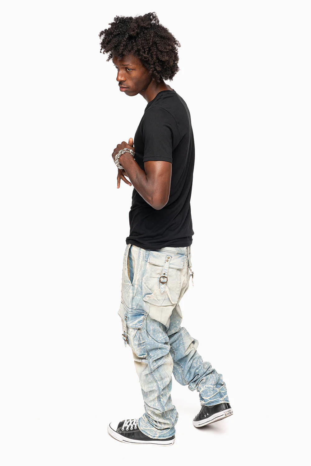 CLASSIC PREDATOR CARGO JEAN IN MINERAL LIGHT WASH WITH  REPAIRED BROKEN BACKING - Image 9