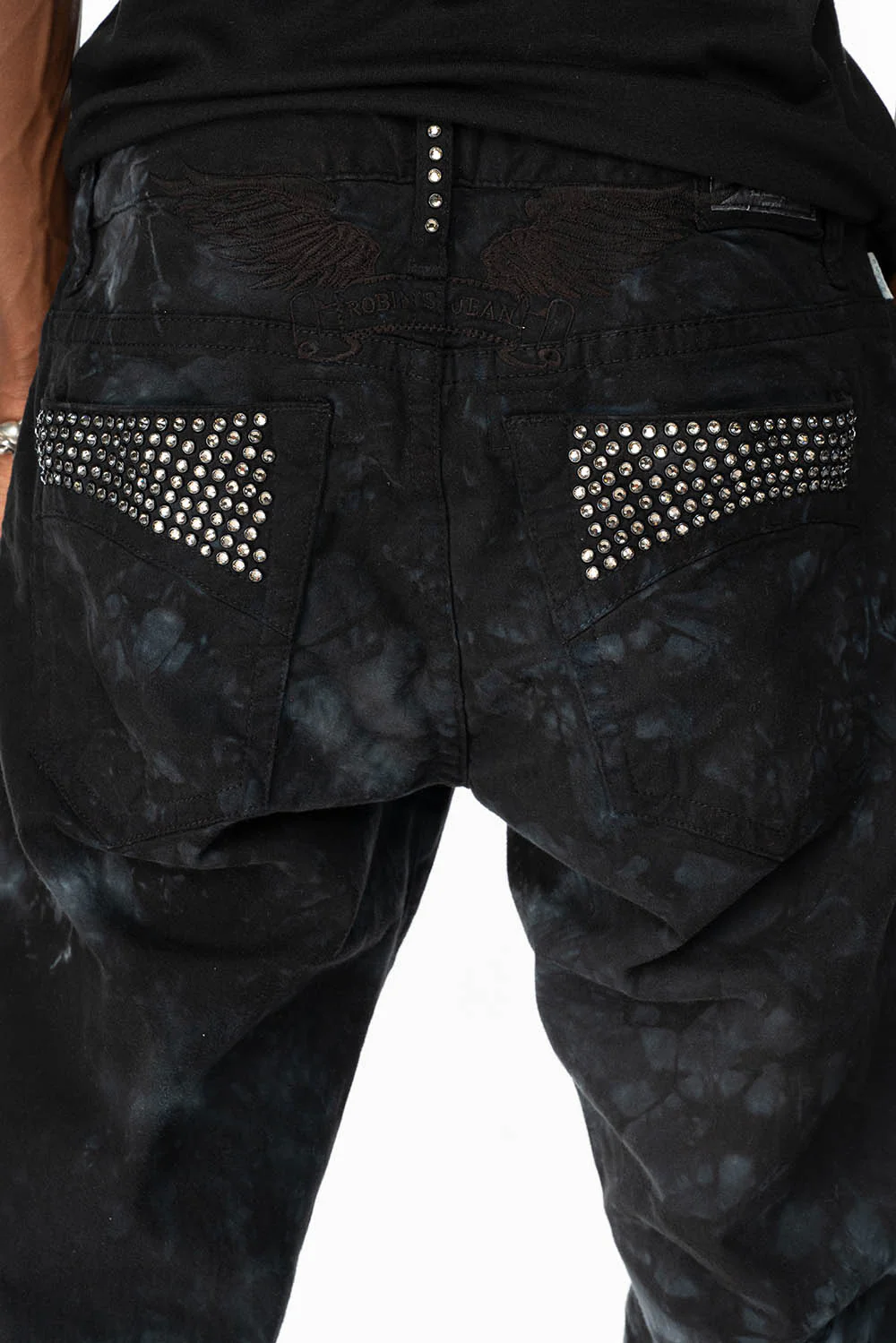 CLASSIC STRAIGHT LEG JEANS IN ASTRO BLACK WASH EMBELLISHED WITH BLK DIAMOND CRYSTALS - Image 2
