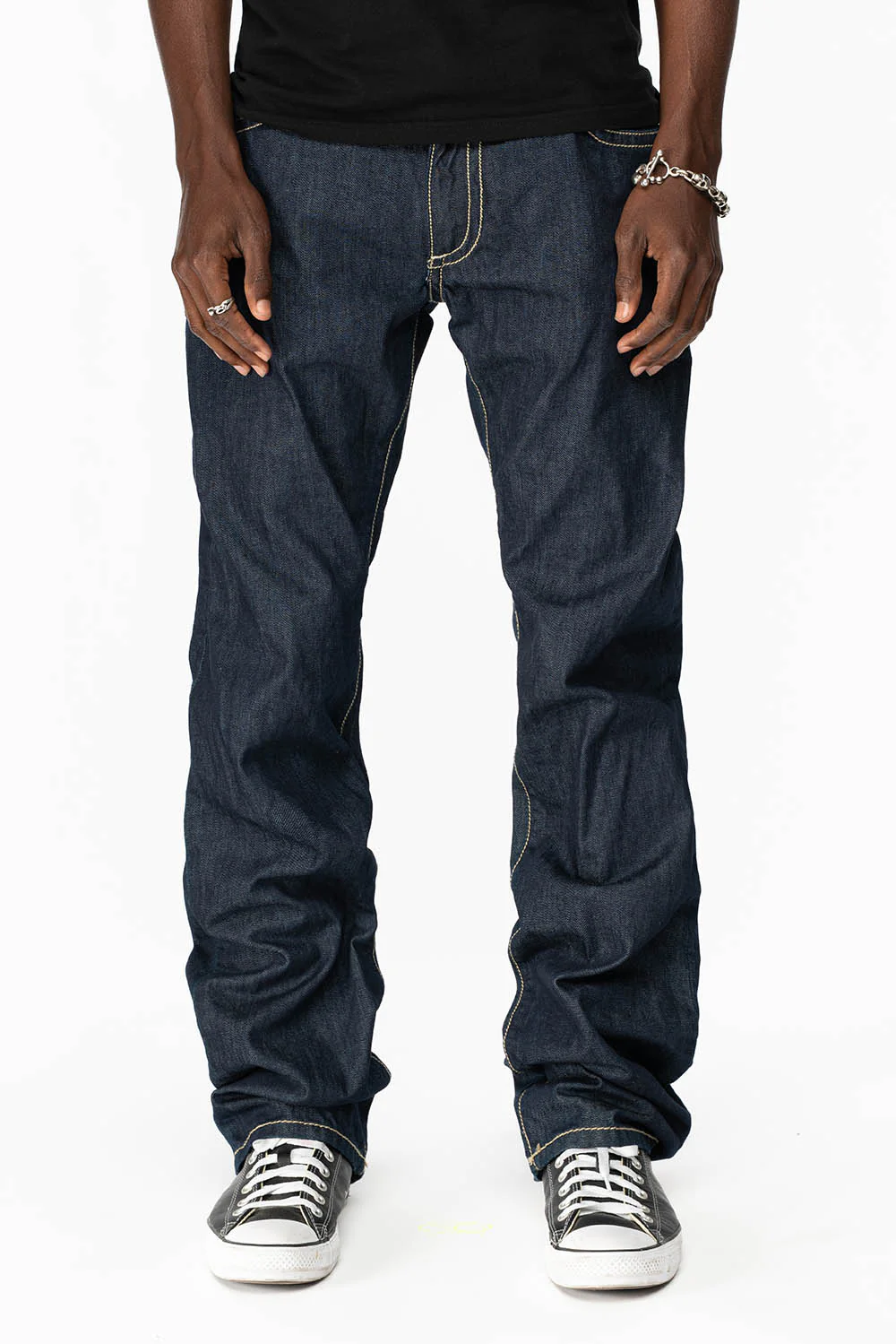 CLINT W/BROWN LEATHER ZIPPER FLAPS IN RINSE WASH WITH ANTIQUE BRASS EMBELLISHMENT - Image 4