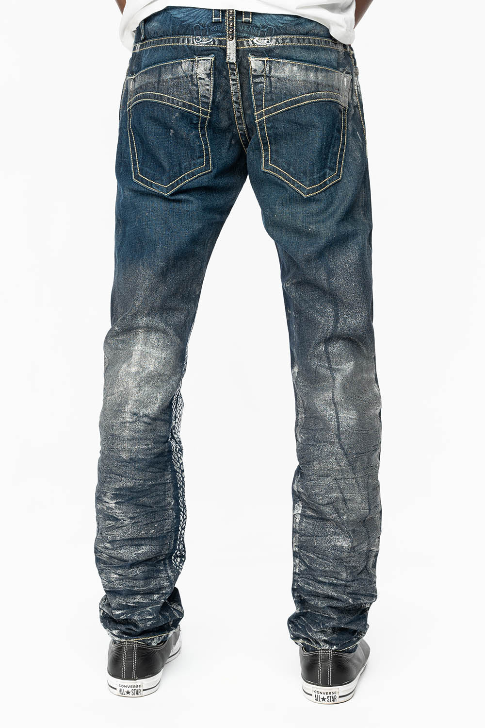 CLASSIC 5 POCKET STRAIGHT LEG JEANS IN DESIGNER SNAKE SILVER WASH - Image 2