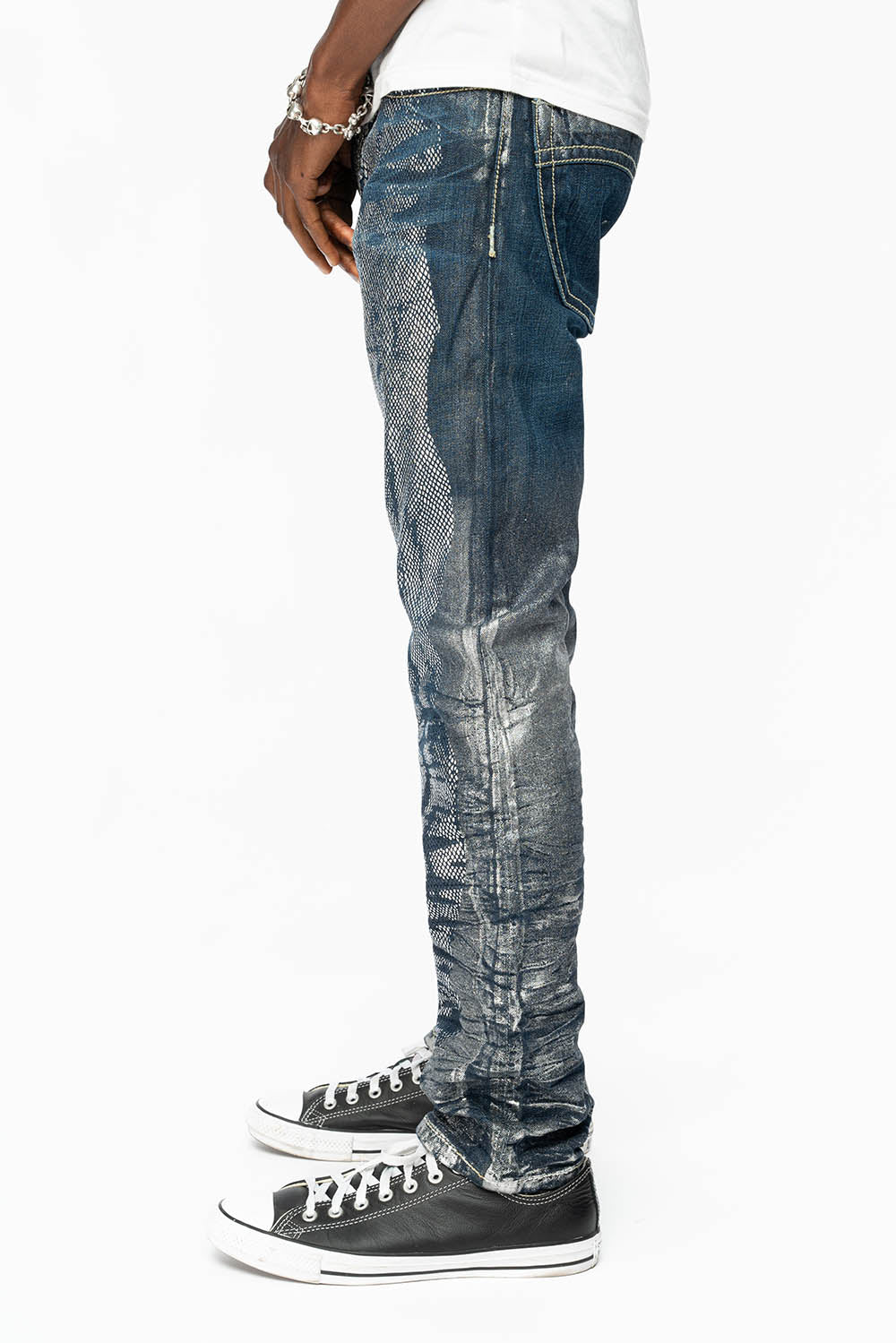 CLASSIC 5 POCKET STRAIGHT LEG JEANS IN DESIGNER SNAKE SILVER WASH - Image 3