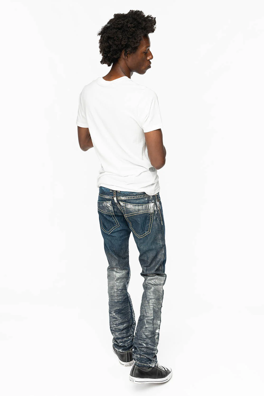 CLASSIC 5 POCKET STRAIGHT LEG JEANS IN DESIGNER SNAKE SILVER WASH - Image 4
