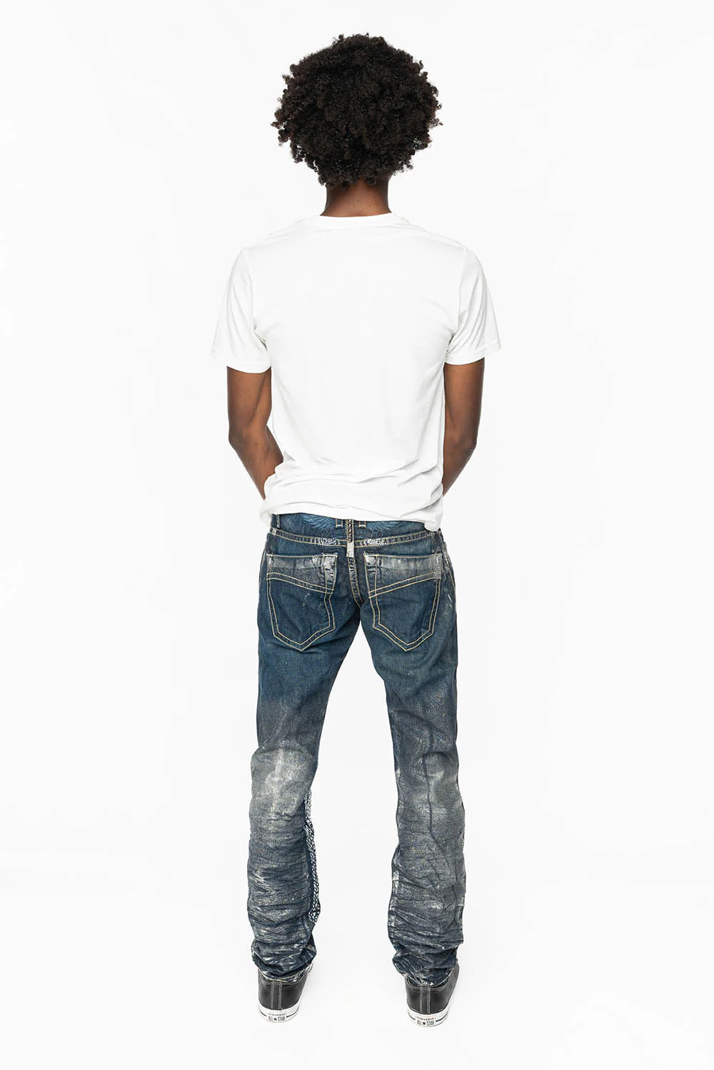 CLASSIC 5 POCKET STRAIGHT LEG JEANS IN DESIGNER SNAKE SILVER WASH - Image 7