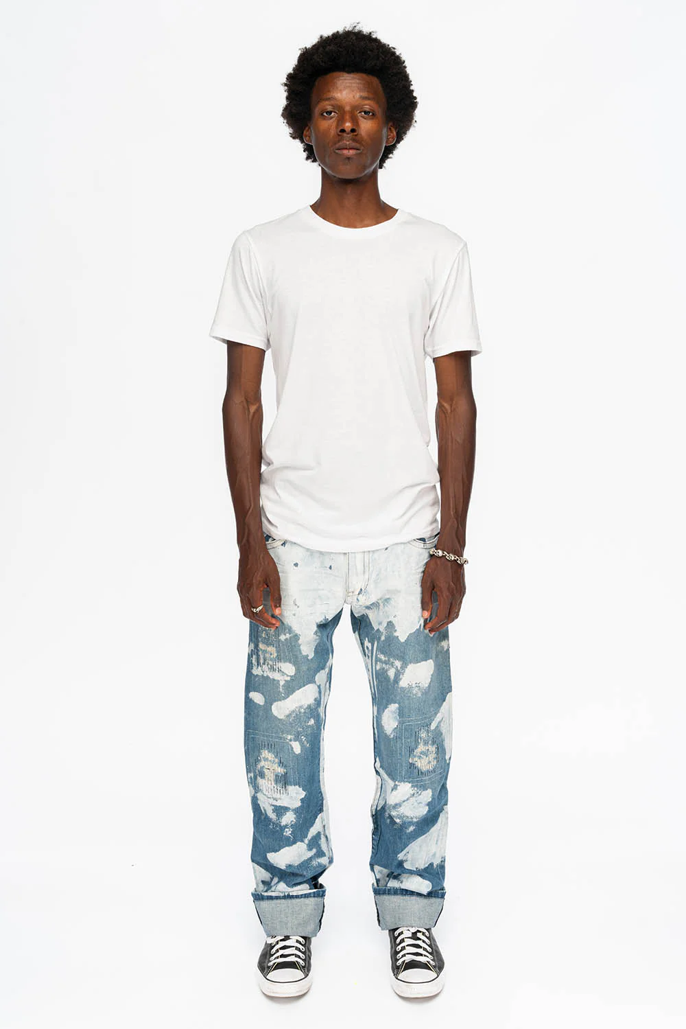 MENS STRAIGHT CUT JEANS WITH CRYSTALS IN WYOMING WHITE - Image 7