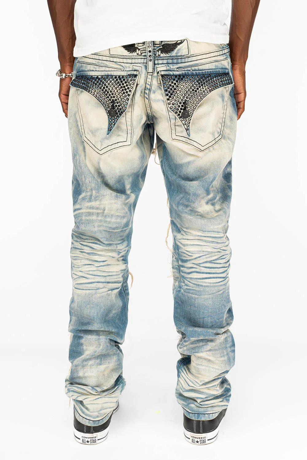 ROBIN'S VINTAGE EDITION RIPPED JEANS WITH CRYSTALS IN OMAHA WASH - Image 3