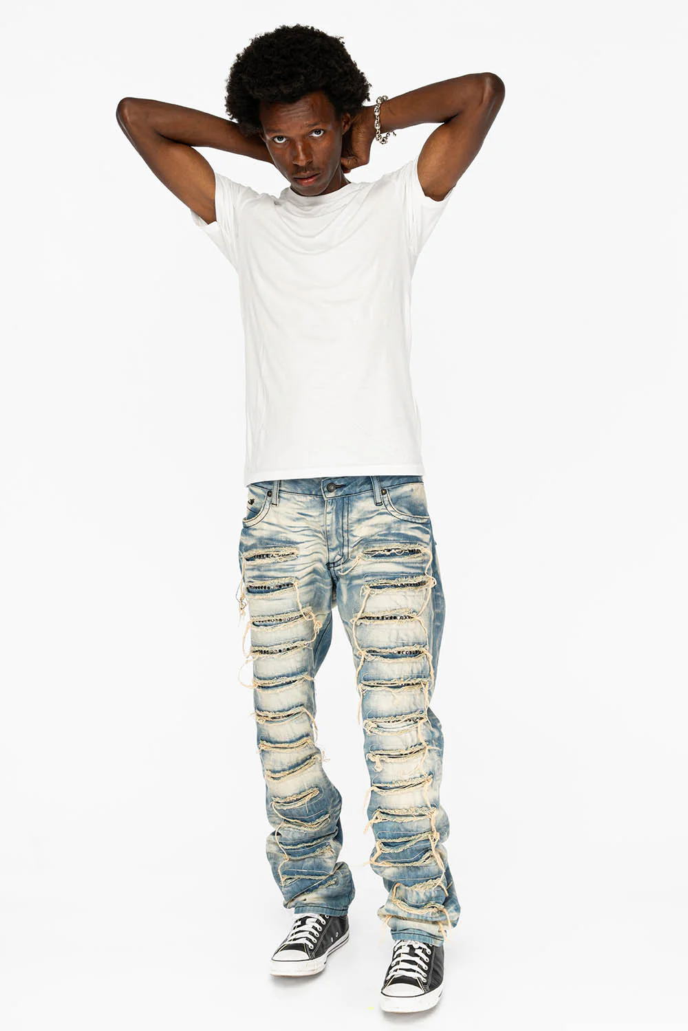 ROBIN'S VINTAGE EDITION RIPPED JEANS WITH CRYSTALS IN OMAHA WASH - Image 6