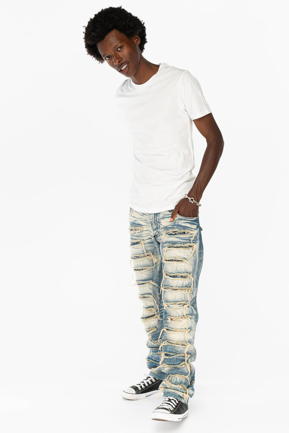 ROBIN'S VINTAGE EDITION RIPPED JEANS WITH CRYSTALS IN OMAHA WASH - Image 7