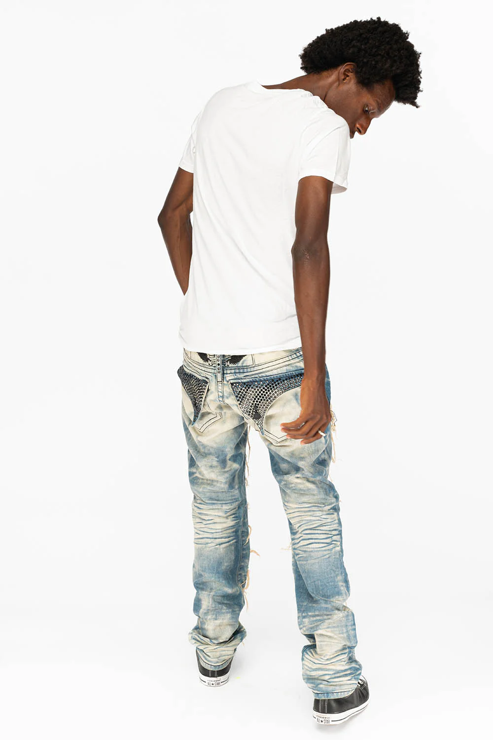 ROBIN'S VINTAGE EDITION RIPPED JEANS WITH CRYSTALS IN OMAHA WASH - Image 8