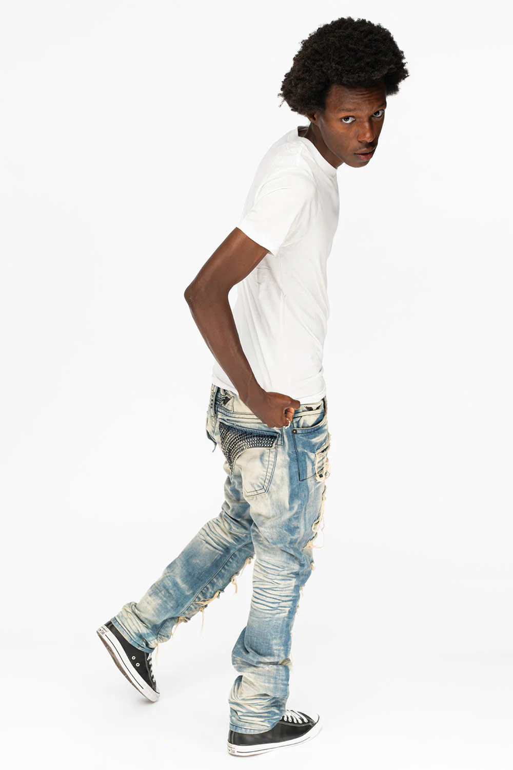 ROBIN'S VINTAGE EDITION RIPPED JEANS WITH CRYSTALS IN OMAHA WASH - Image 9