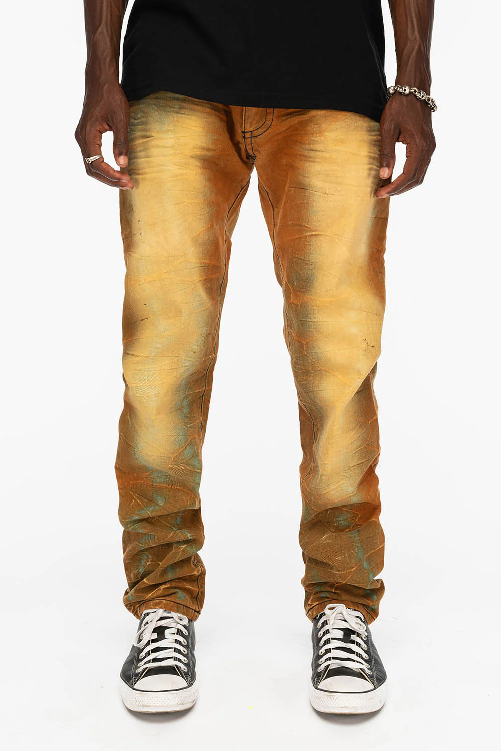 ROBIN'S MENS SLIM LONG FLAP JEANS WITH CRYSTALS IN 4D LIGHT PERU - Image 3