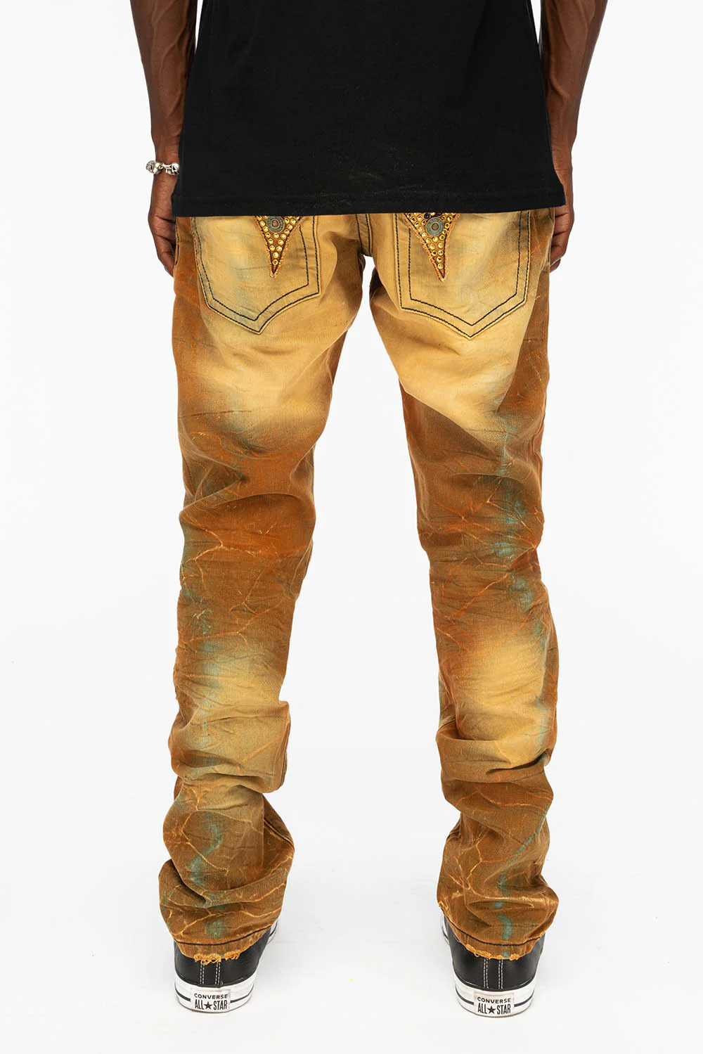 ROBIN'S MENS SLIM LONG FLAP JEANS WITH CRYSTALS IN 4D LIGHT PERU - Image 4