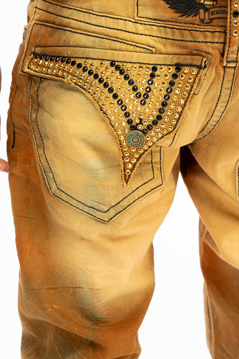 ROBIN'S MENS SLIM LONG FLAP JEANS WITH CRYSTALS IN 4D LIGHT PERU - Image 5