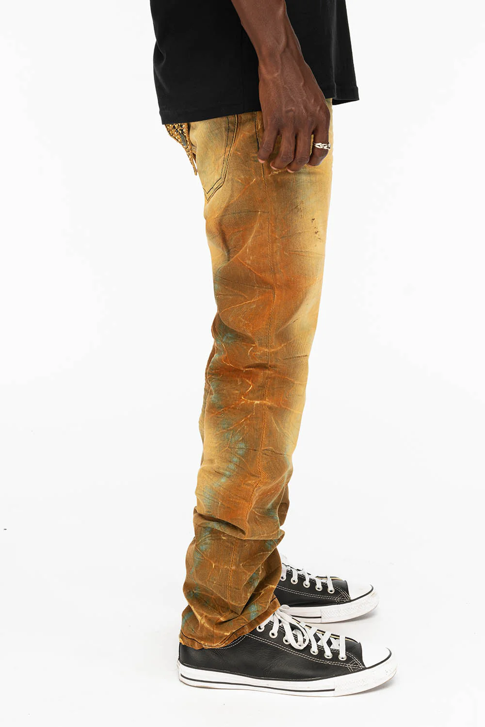 ROBIN'S MENS SLIM LONG FLAP JEANS WITH CRYSTALS IN 4D LIGHT PERU - Image 6