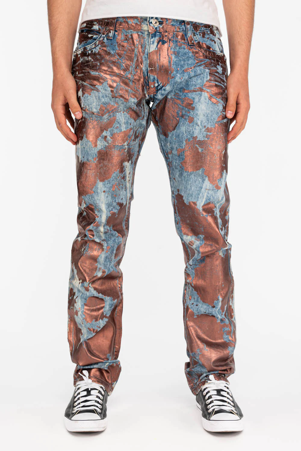 MENS LONG FLAP SLIM JEANS IN GOOD TIME COPPER WITH CRYSTALS - Image 5