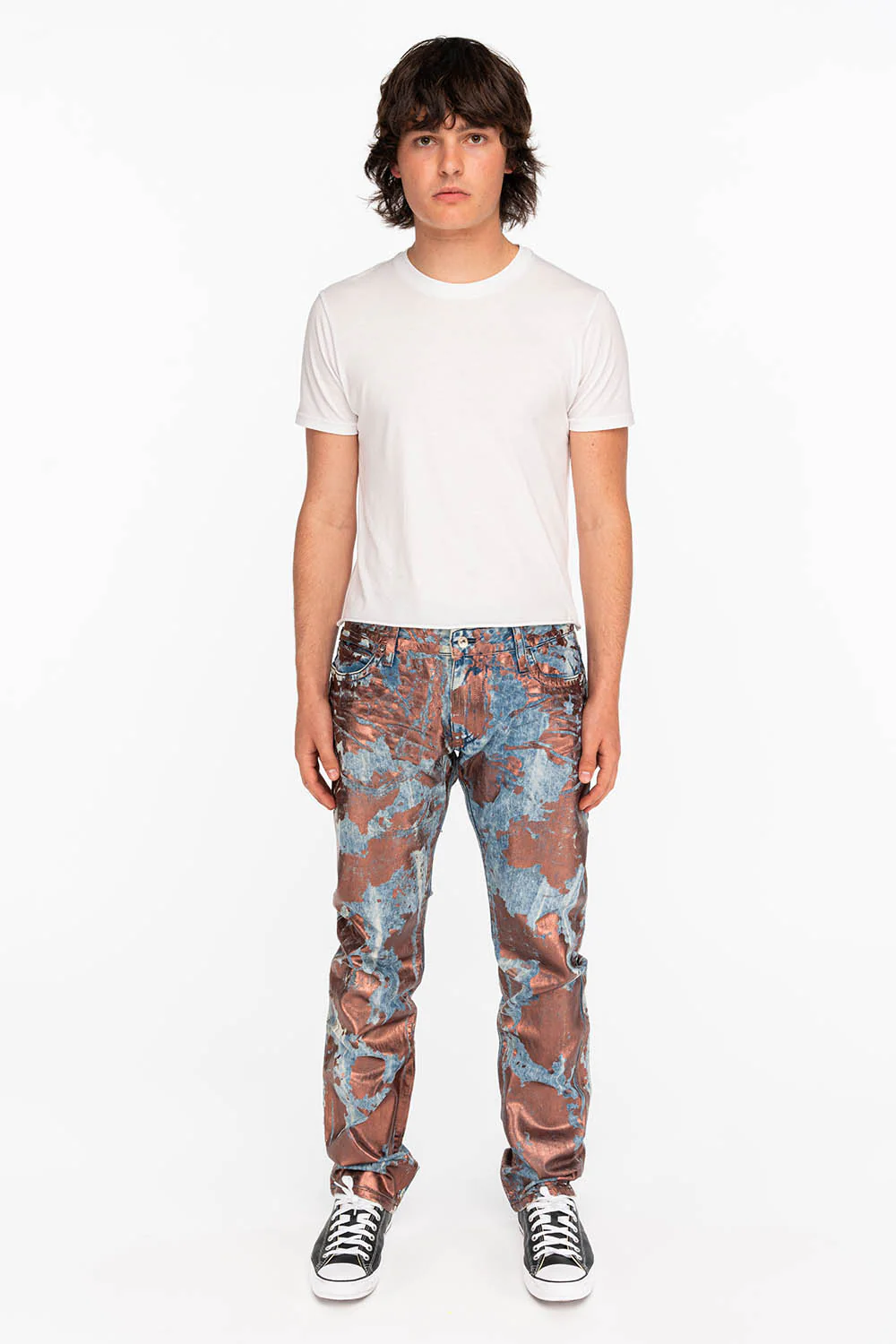 MENS LONG FLAP SLIM JEANS IN GOOD TIME COPPER WITH CRYSTALS - Image 6