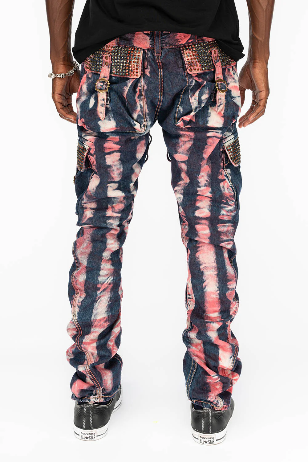 MENS PREDATOR CARGO PANTS WITH CRYSTALS IN PRISONER RED - Image 5